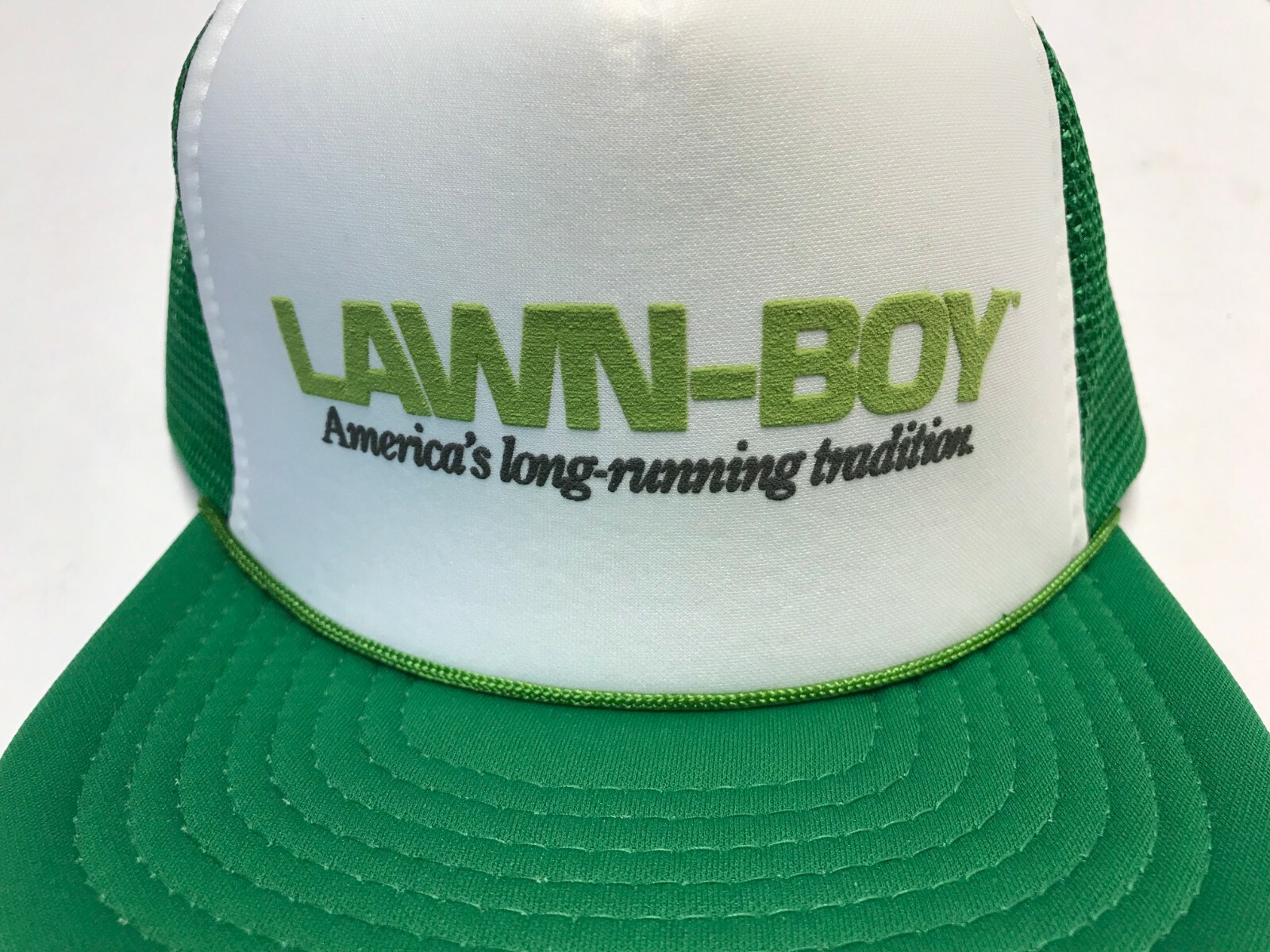 Vintage NOS Lawn-Boy Lawnmower Snapback Mesh Trucker Hat Green Foam Speedway