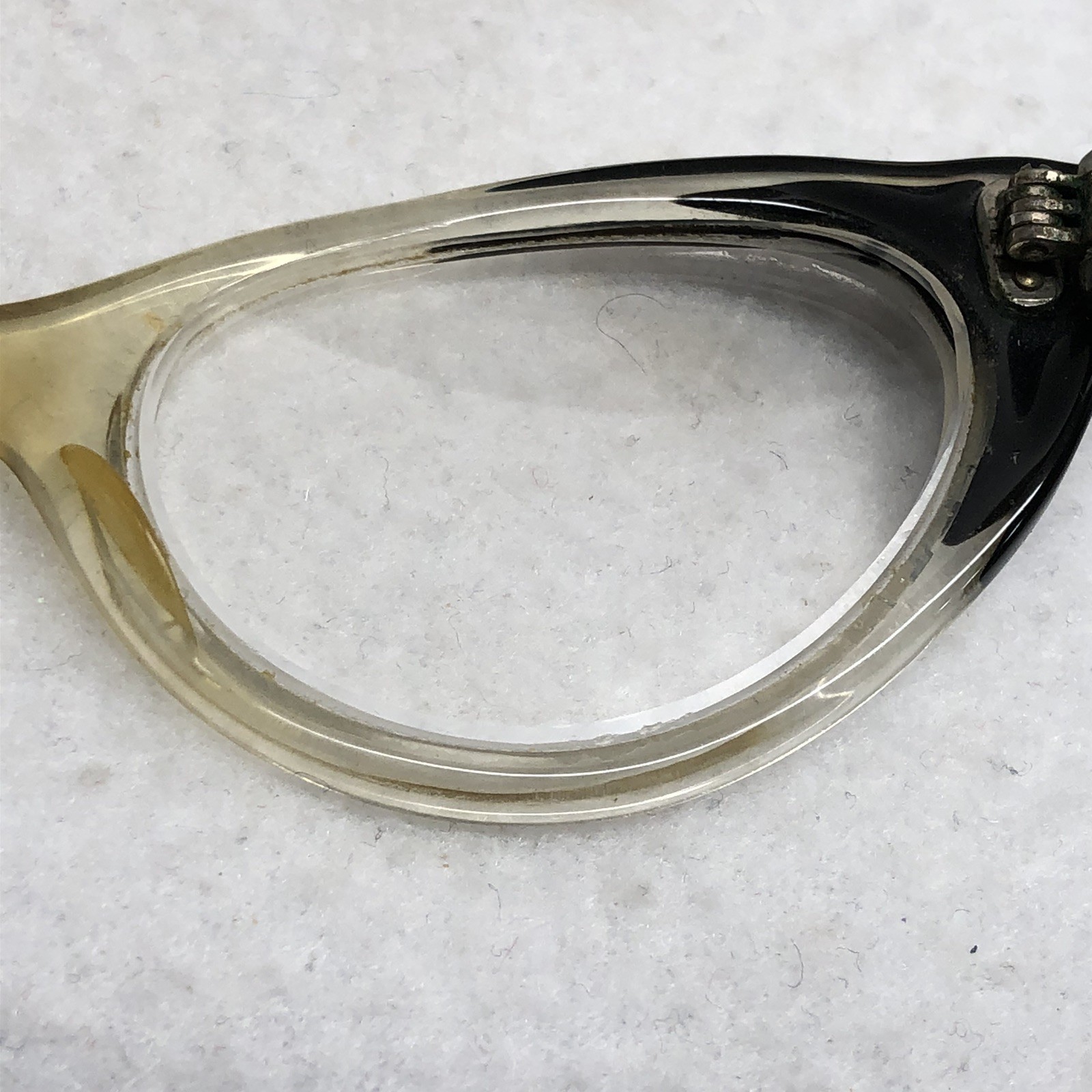 Vintage 1950s Art Craft Cat Eye Eyeglasses 5 1/4 Black Clear Glasses With Lenses