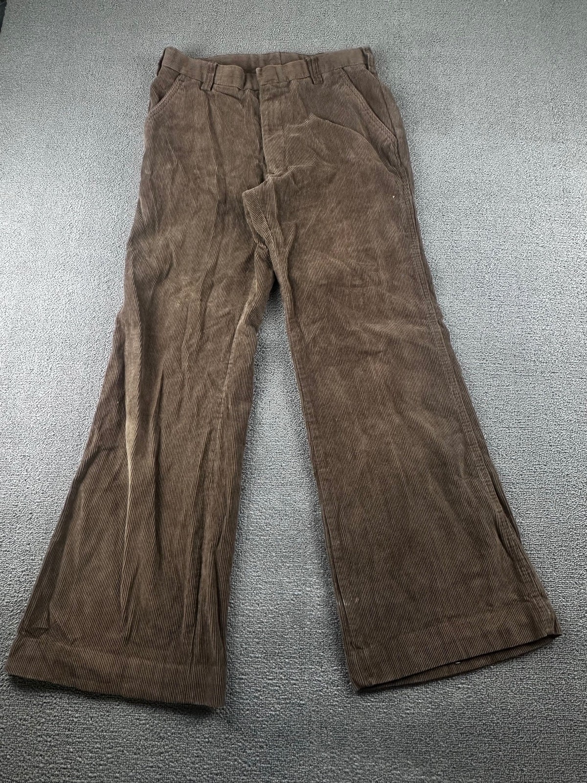 Vintage JCPenney Pants Men 30 Brown Flared Corduroy Bell Bottom 70s Disco Rocker