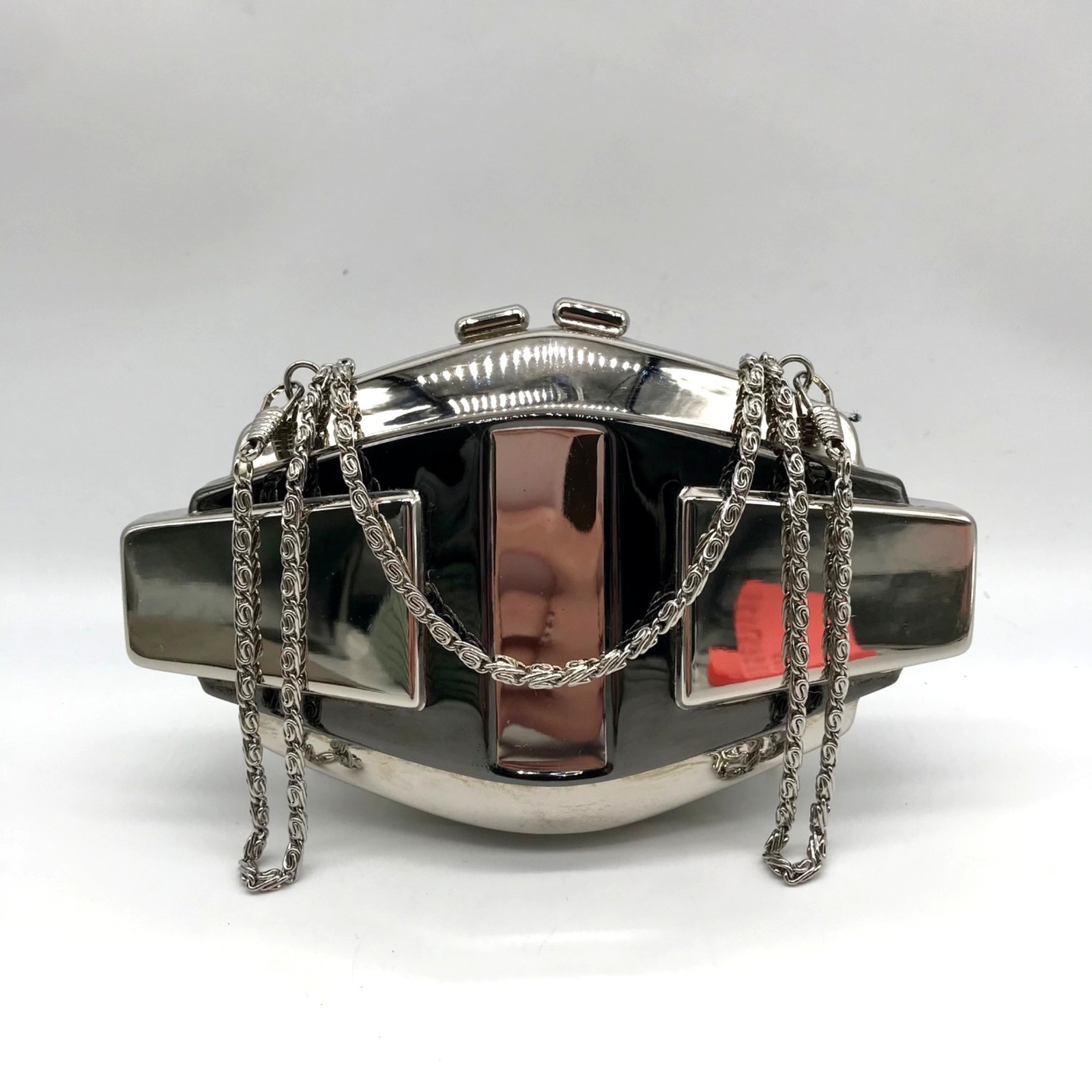 Whiting & Davis Silver Hardshell Convertible Clutch