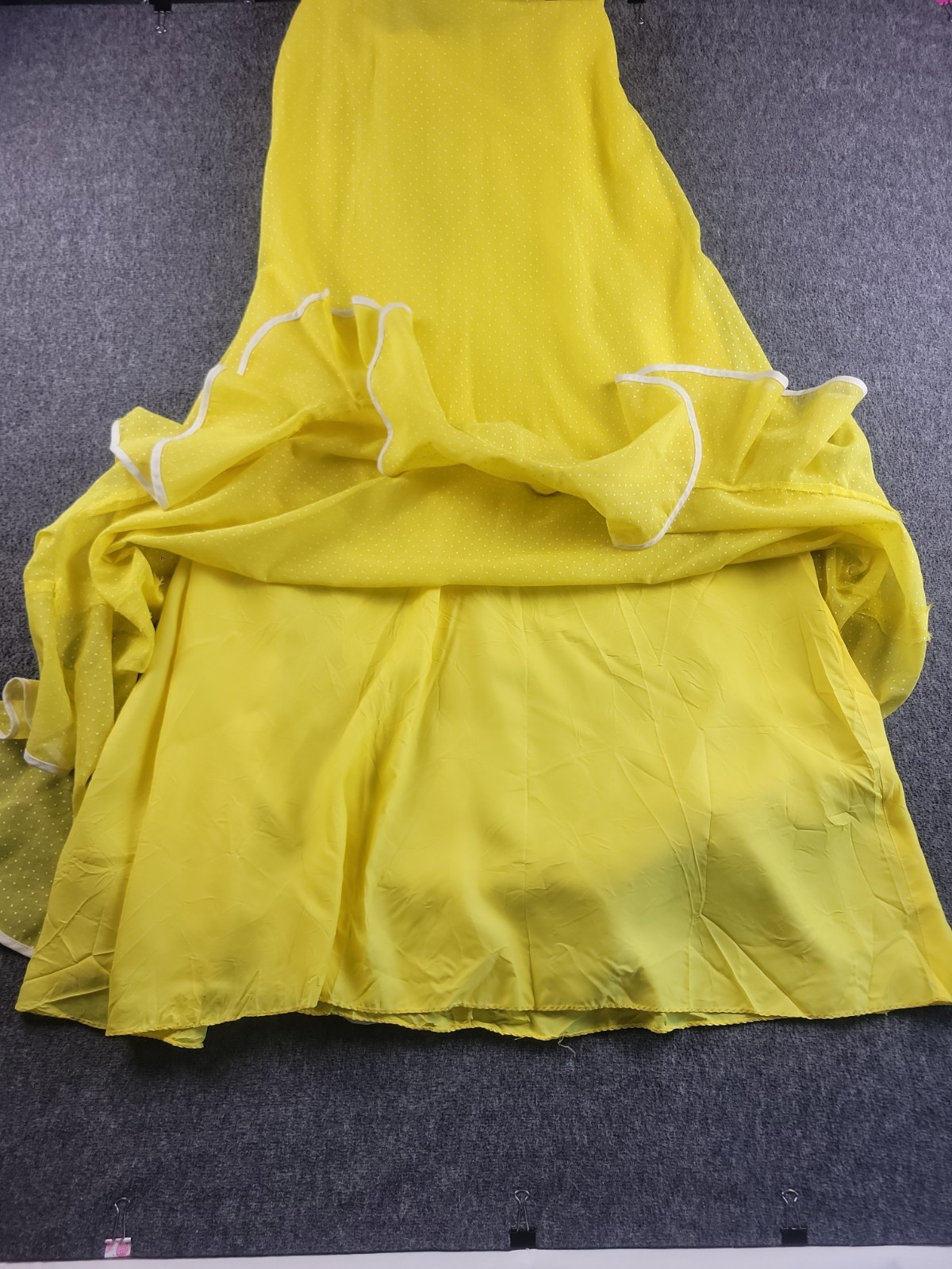 Vintage 1960’s Miss Elliette Yellow Halter Maxi Dress Sz 8 Bow Accent Piping