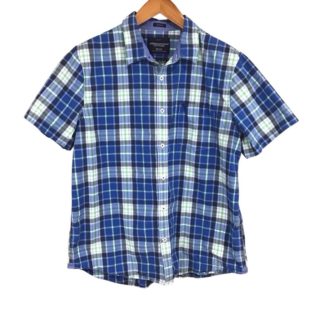 American Eagle Outfitters Vintage Fit Men’s Blue Plaid Shirt XXL