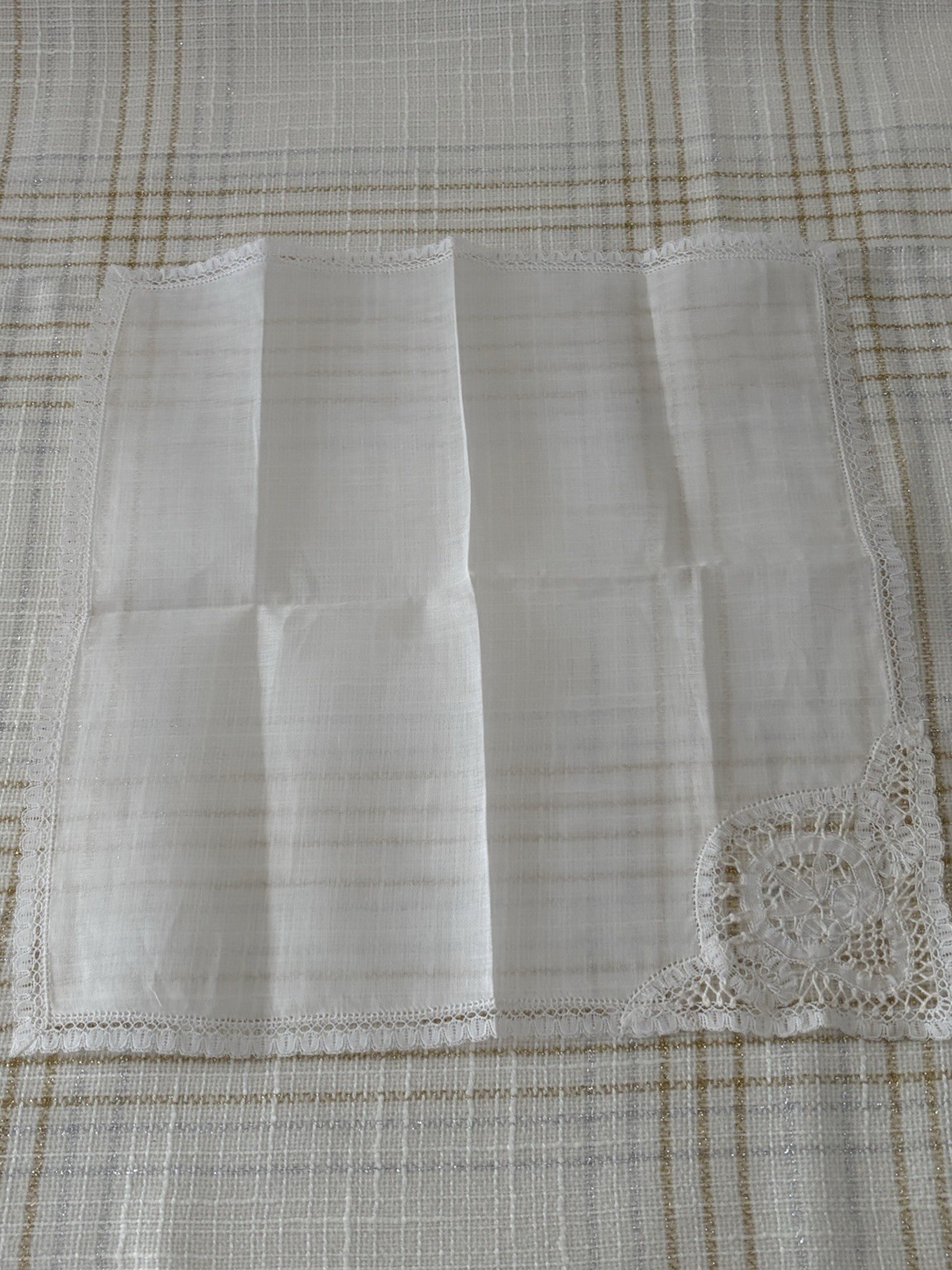 Crocheted Hankies Vintage Wedding Quilting Everyday Use Unused Lot of 2