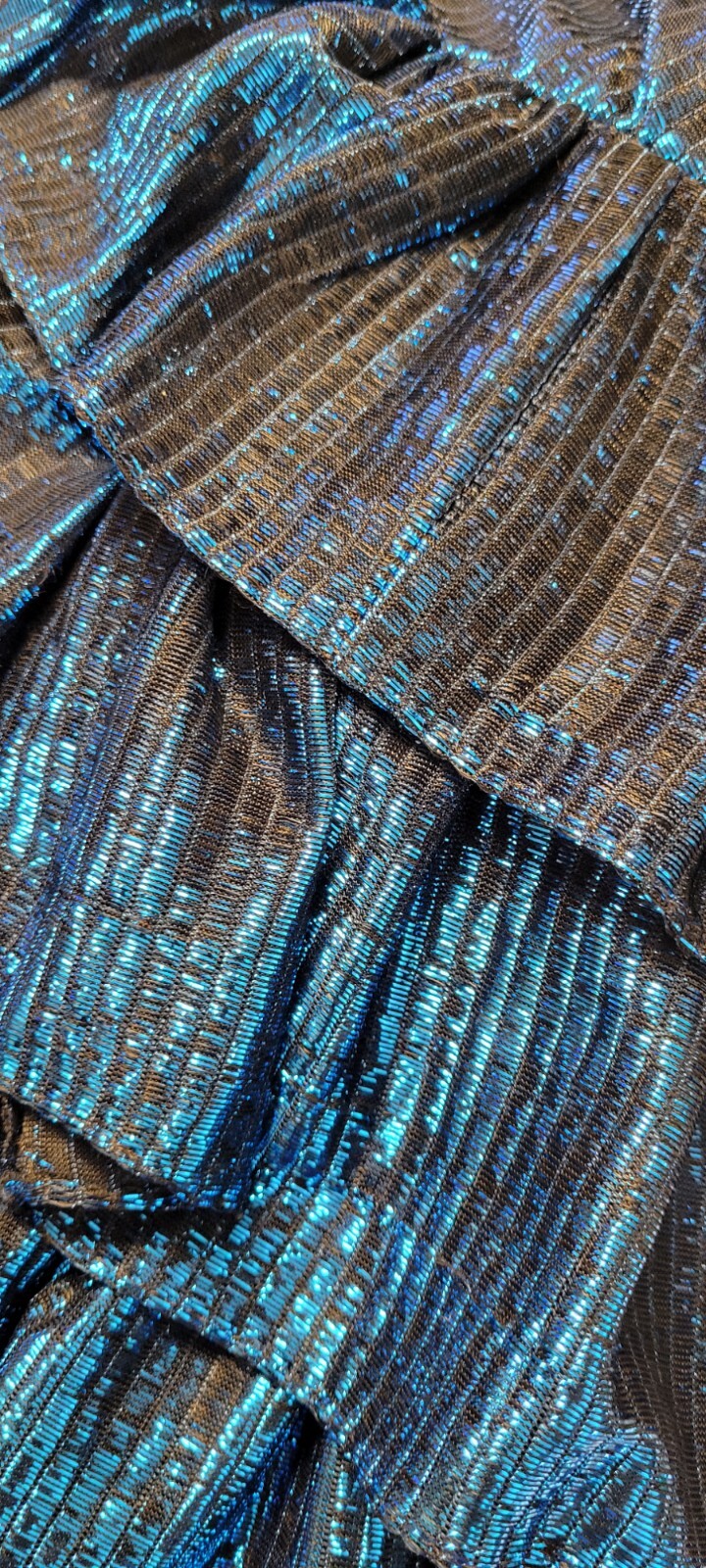 Vintage New Leaf By Samir Metallic Acetate Lurex Disco Cocktail Party Dress 5/6