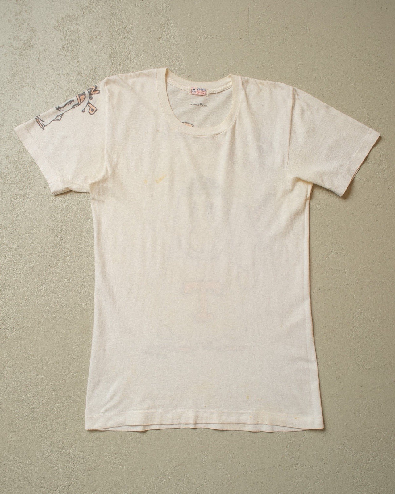 1950s/60s Handpainted Unworn Thayer Fraternity T Shirt White Vintage Americana M