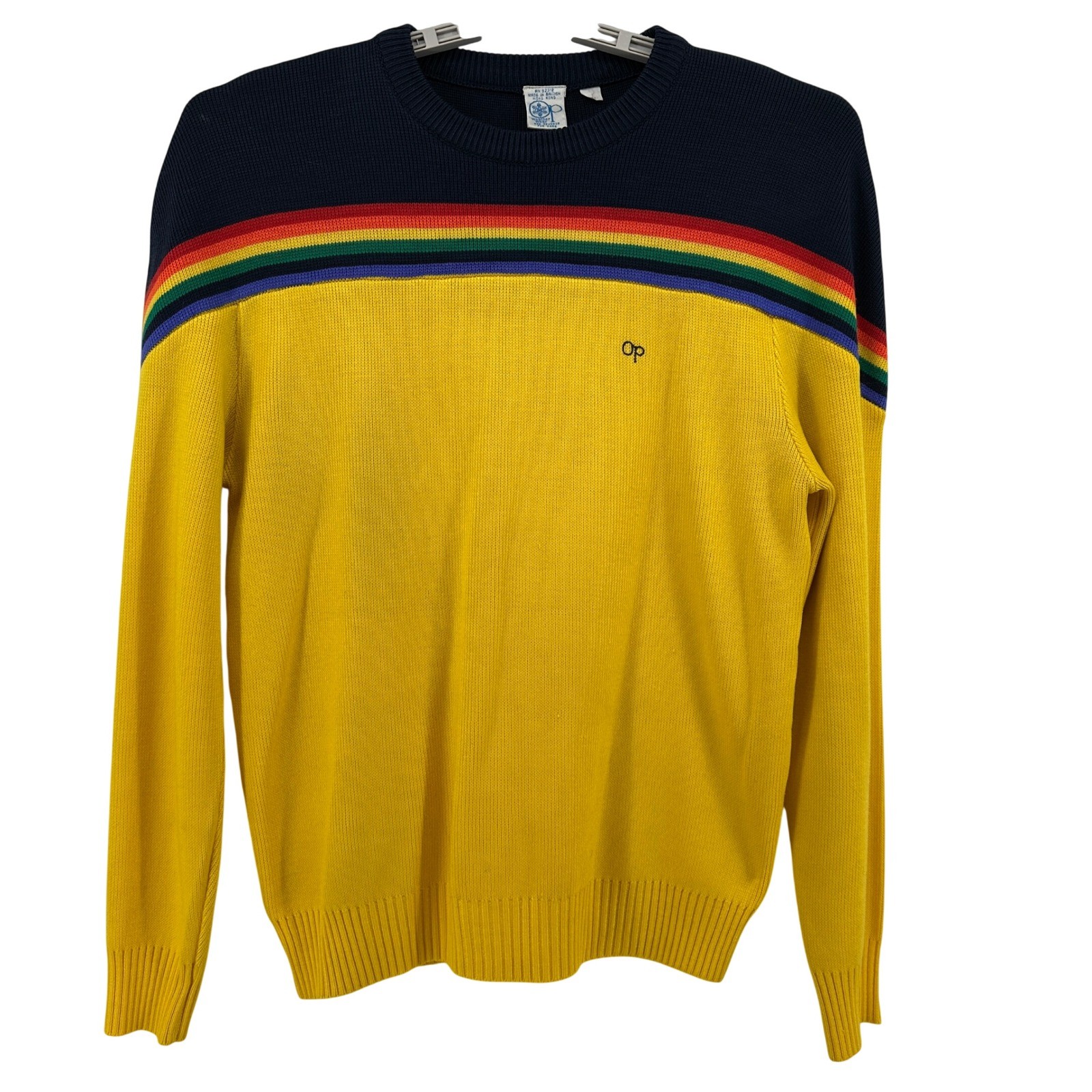 VTG 80s Ocean Pacific Op Rainbow Stripe Sweater Large Stranger Things Surf Retro