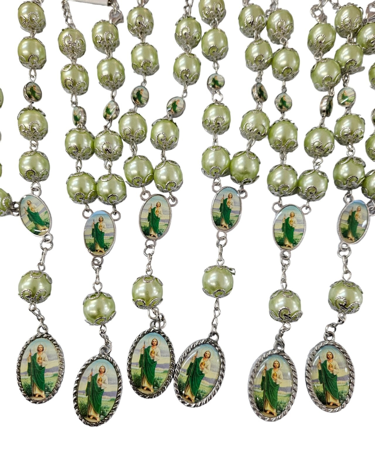 Bulk 12pc Crystal Saint Jude Car Auto Rosary Baptism / Religious Favor/First Com