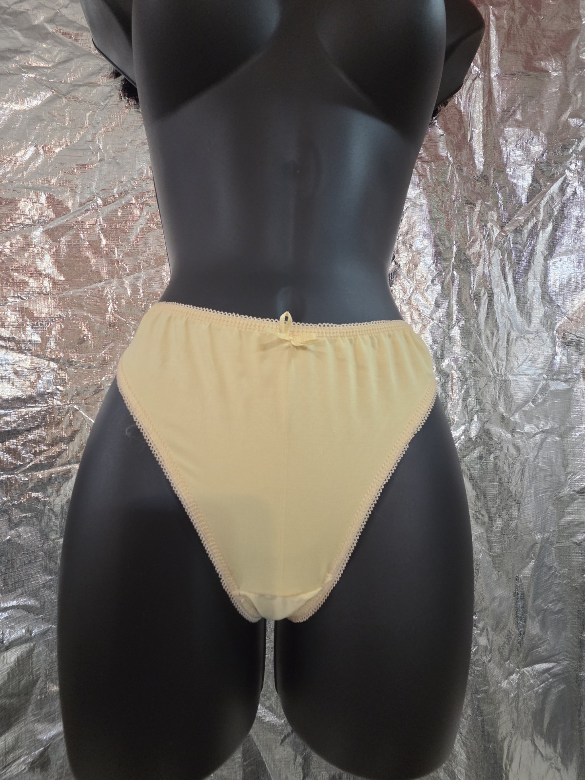 NWT Vintage Yellow Shiny Soft Hicut Panty Thong Medium 6