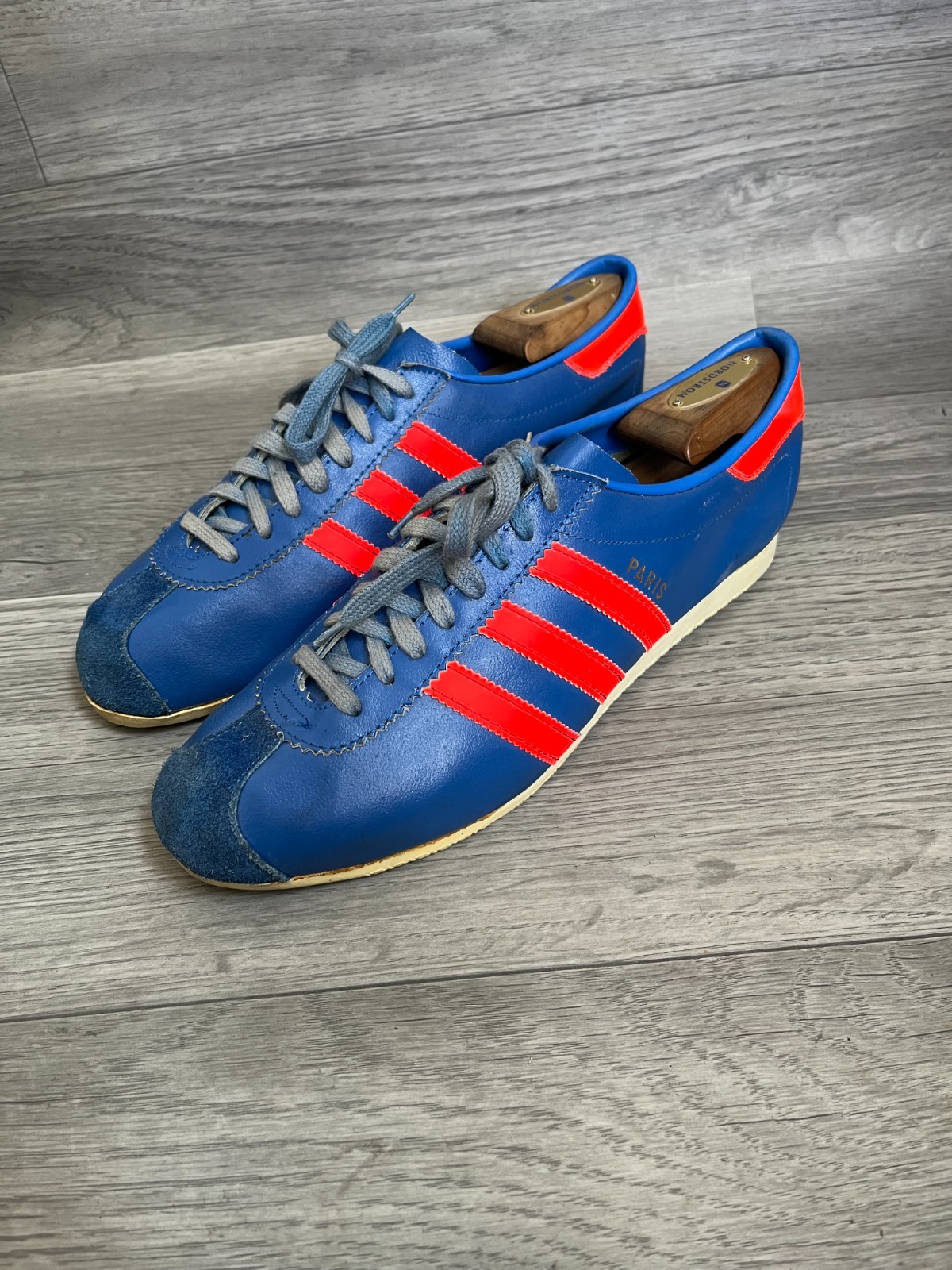 Vintage 70’s Adidas PARIS blue low top sneakers sz 8.5 MADE IN ROMANIA