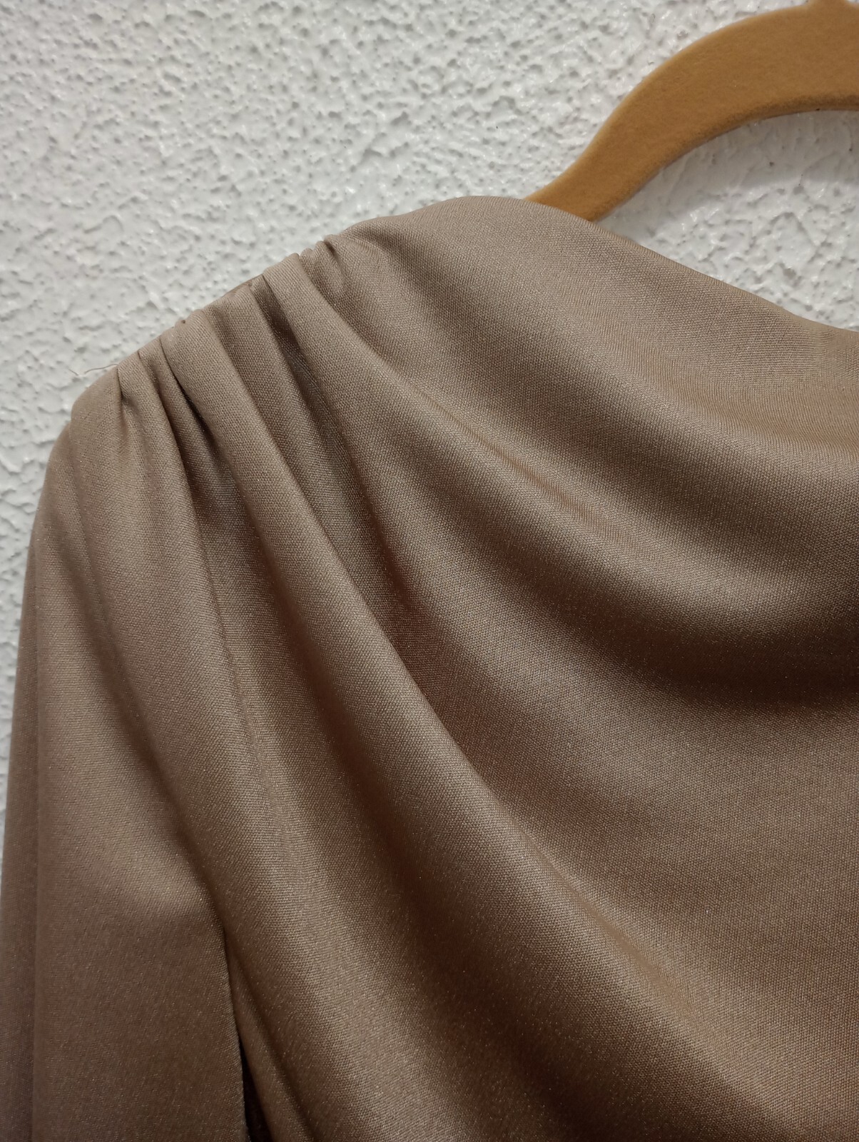 Hal Ferman 70’s Dress Vintage Gold Long Sleeve Sz 14 Union Made