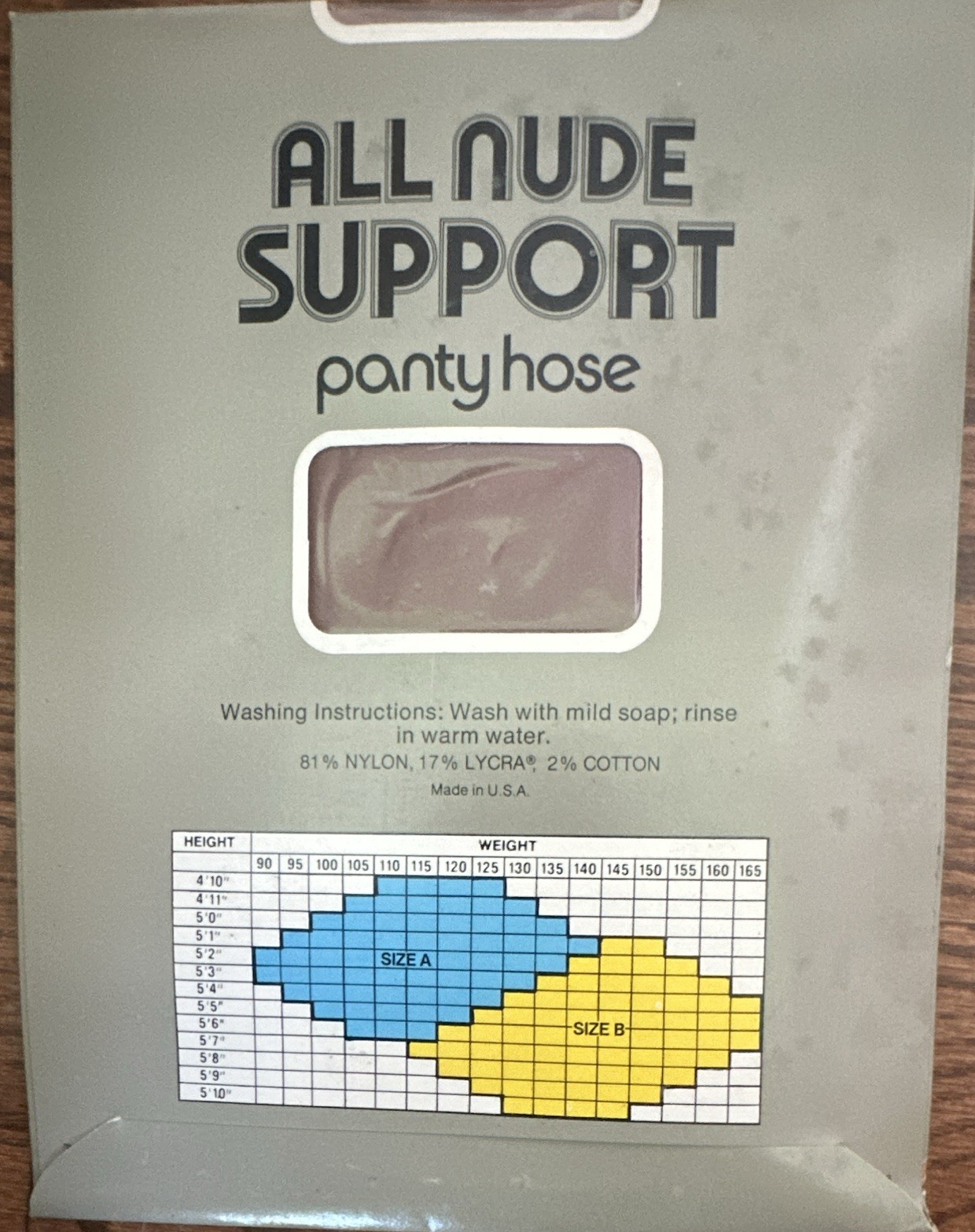 Vintage All Nude Support Pantyhose NOS Suntan Size A Made USA Sealed Nylon