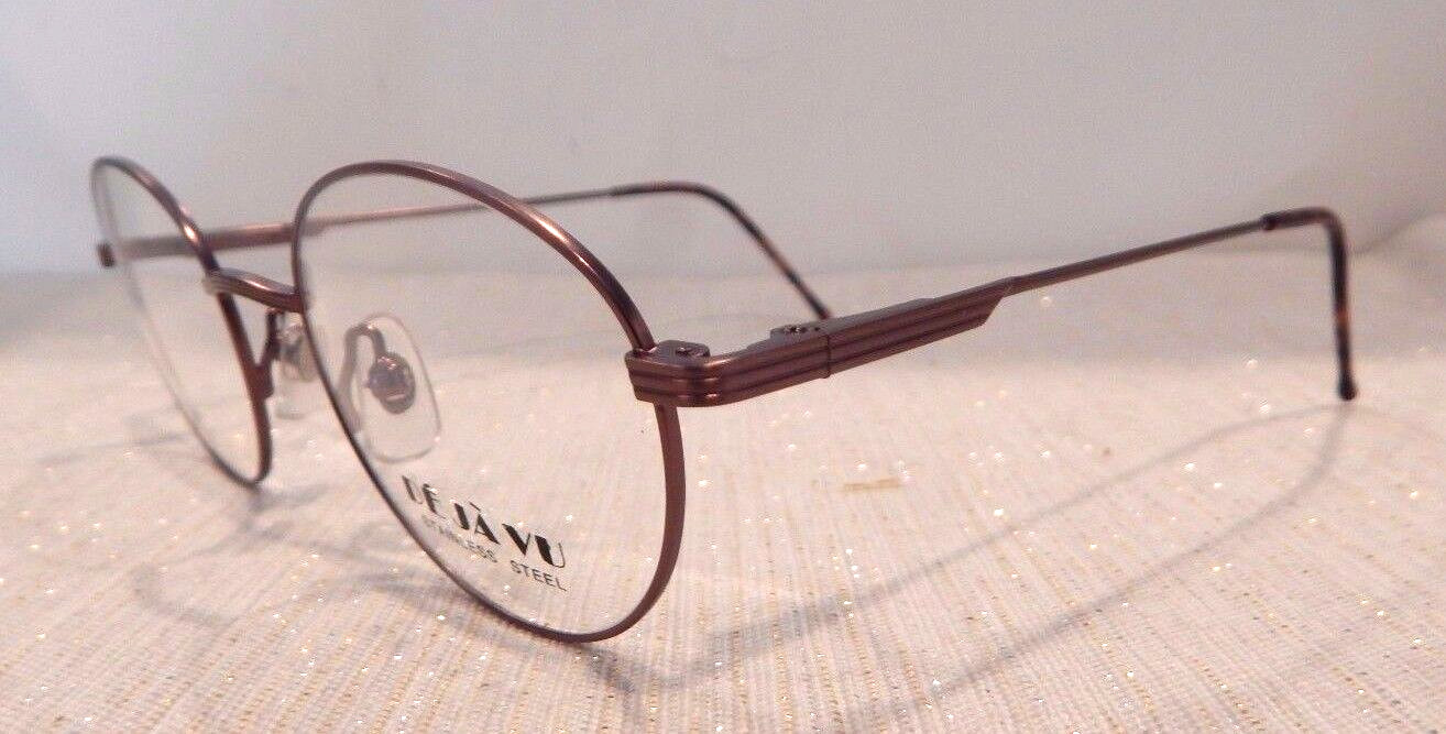 Vintage DEJA VU 851 A.Bronze 46/20 P3 Round All Metal Eyeglass Frame NOS #229