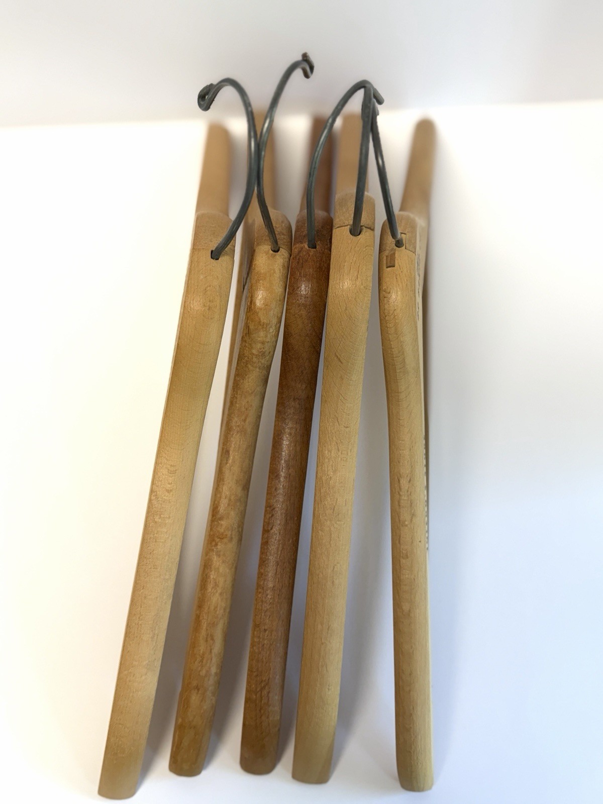 Vintage Wooden Clothes Hangers Motels NY OH MA Advertising Set Of 5