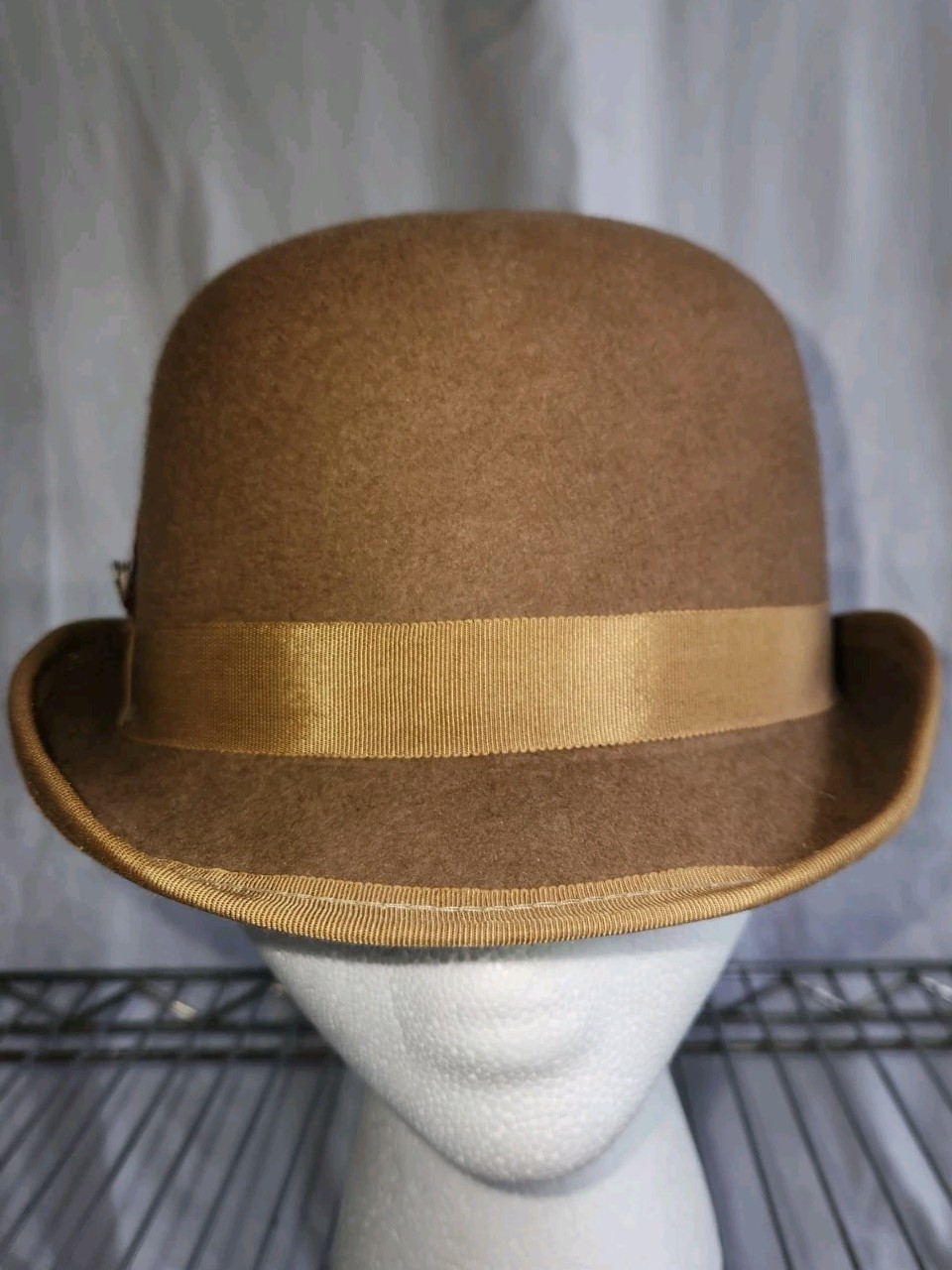 Vintage 1990s Roni Brown Wool Equestrian Derby Bowler Hat Size 7 (22 Inches)