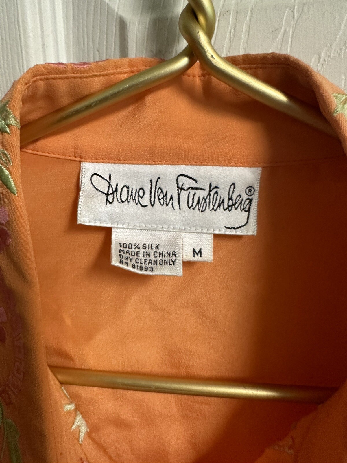 Vnt 90s Diane Von Furstenberg Neon Silk Pant Suit Teal Orange Asian Floral Med/L