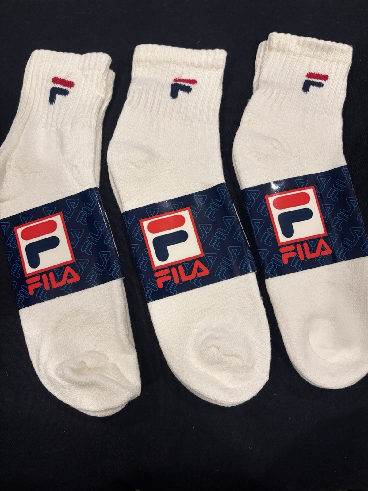 VTG Socks FILA Crew 10-13 White 3 Pairs Basketball Ankle 80’s NOS 90s Rap USA