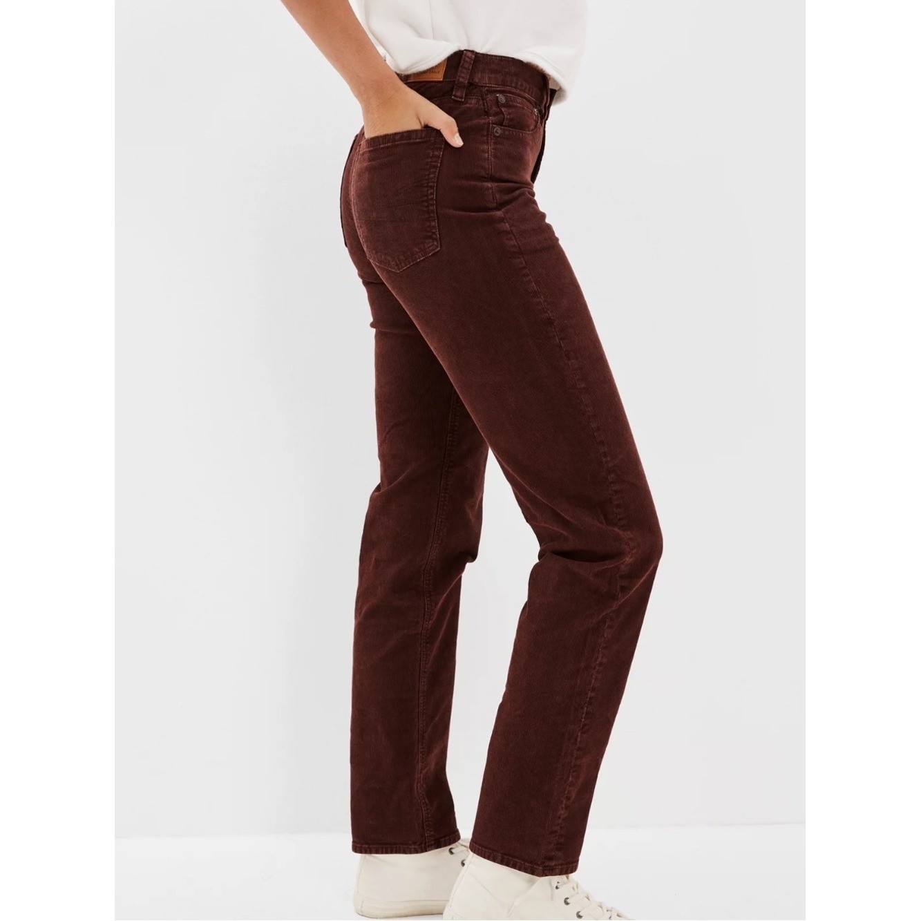 American Eagle Outfitters Womens 90’s Straight Leg Corduroy Pants Burgundy 4