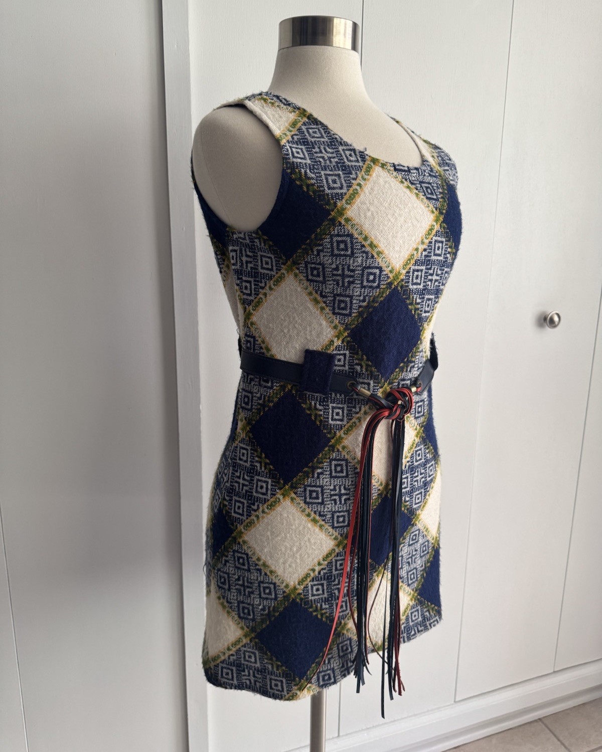 Vintage MOD 1960s Tank Style Go-Go Mini Dress Mid Century Modern