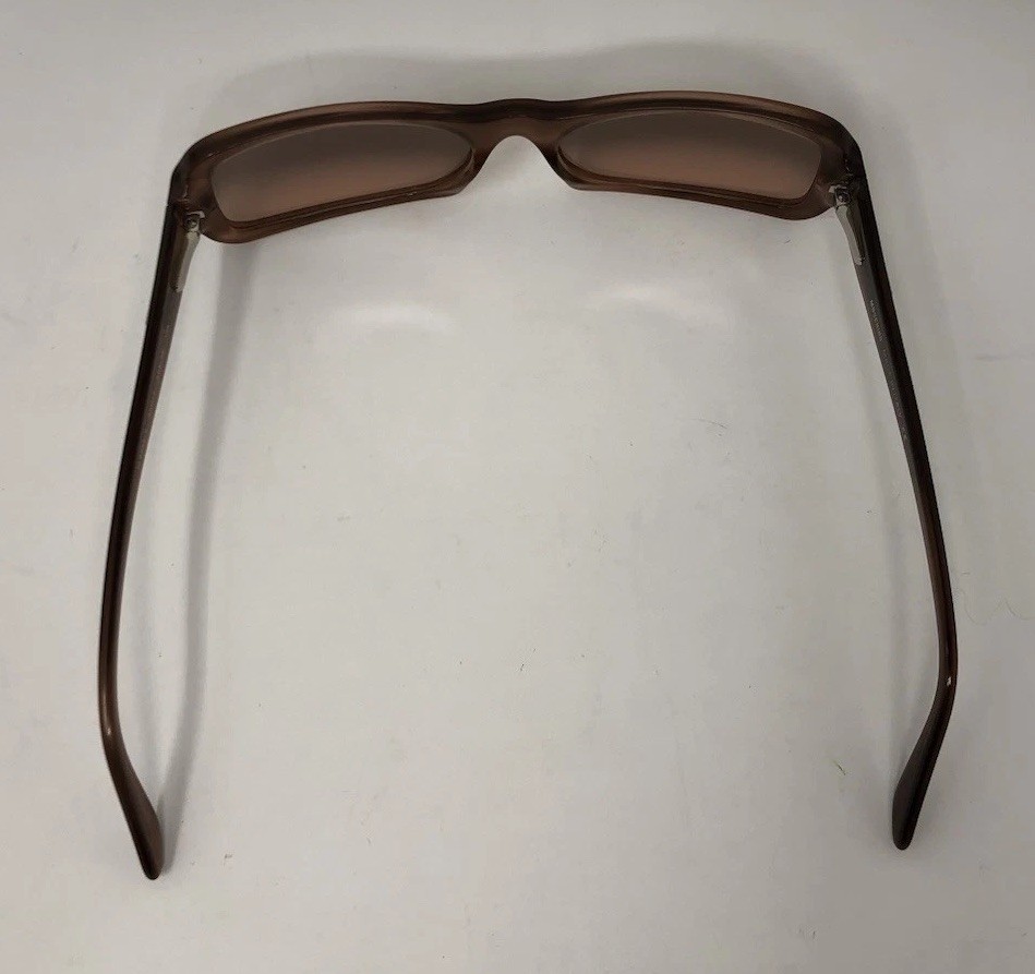 Vtg 90s 00s Y2K Moschino Logo Sunglasses Tan Brown Lenses Rectangle Italy