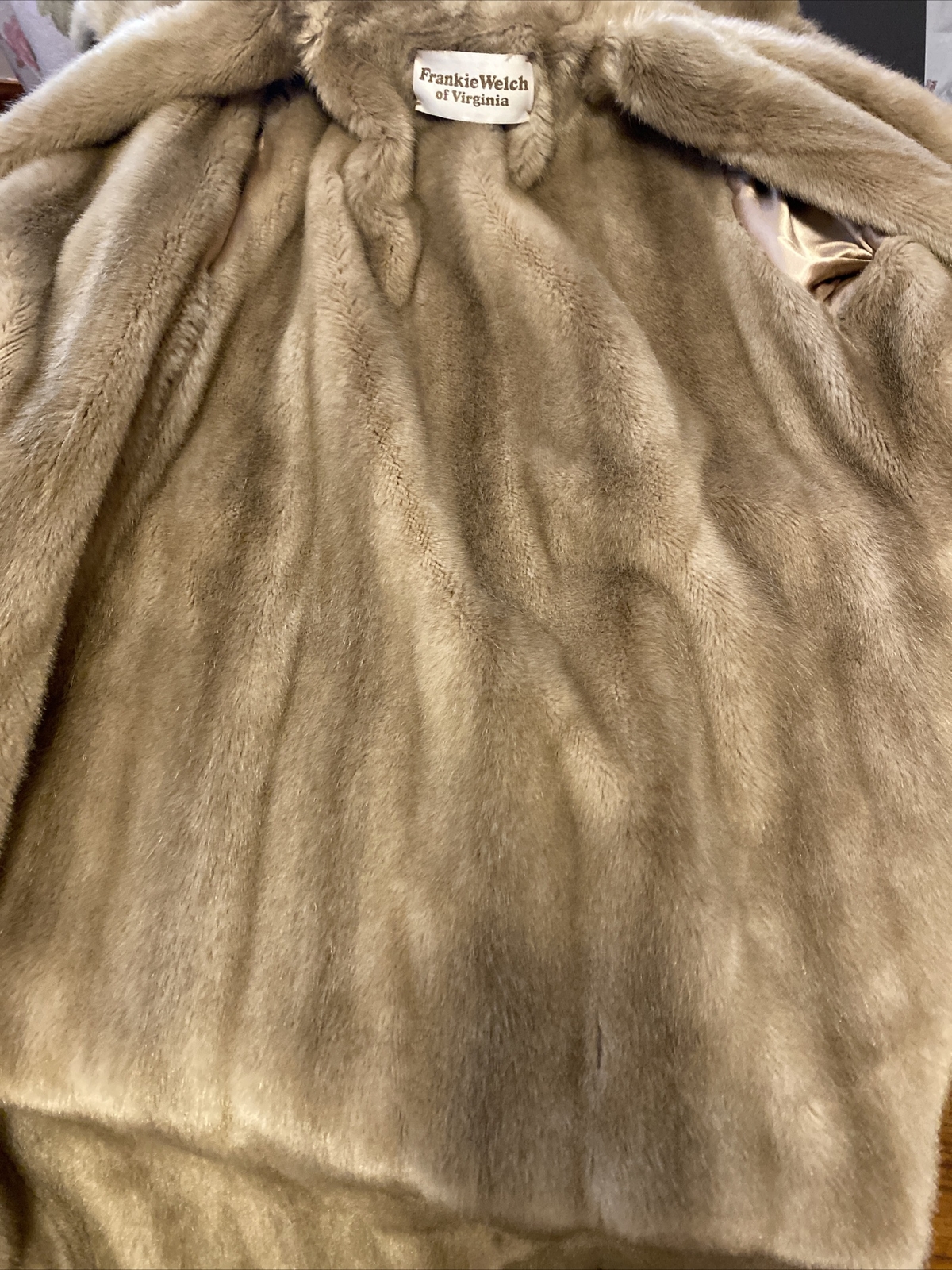 Rare VTG Frankie Welch Virginia Brown Fur Lined Belted Mob Wife Trench Coat M