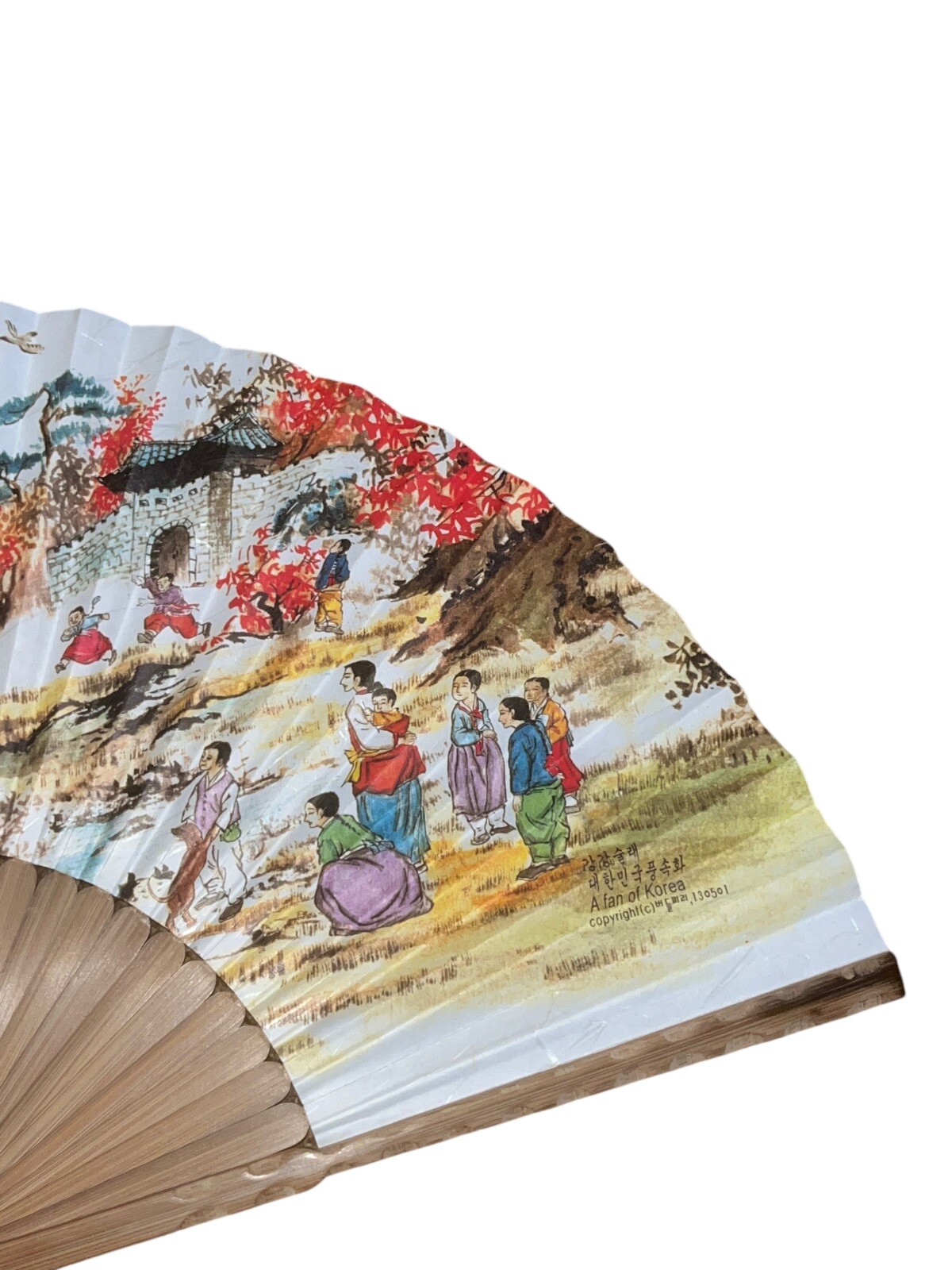 Korean Traditional Crafts Beautiful Folding Hand Fan Korean paper Folk Paint