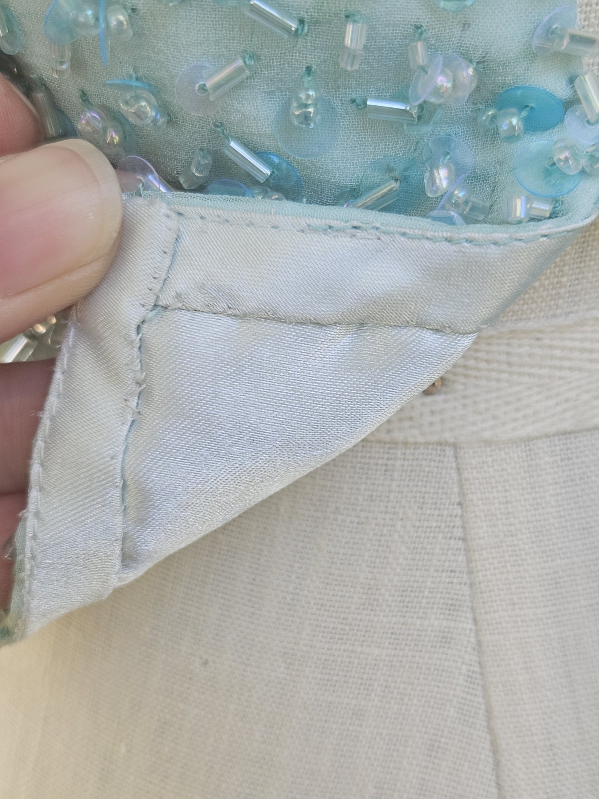 Vintage 2000s Fairy Core Silk Beaded Festival Top Lace Up Halter Summer Shirt…