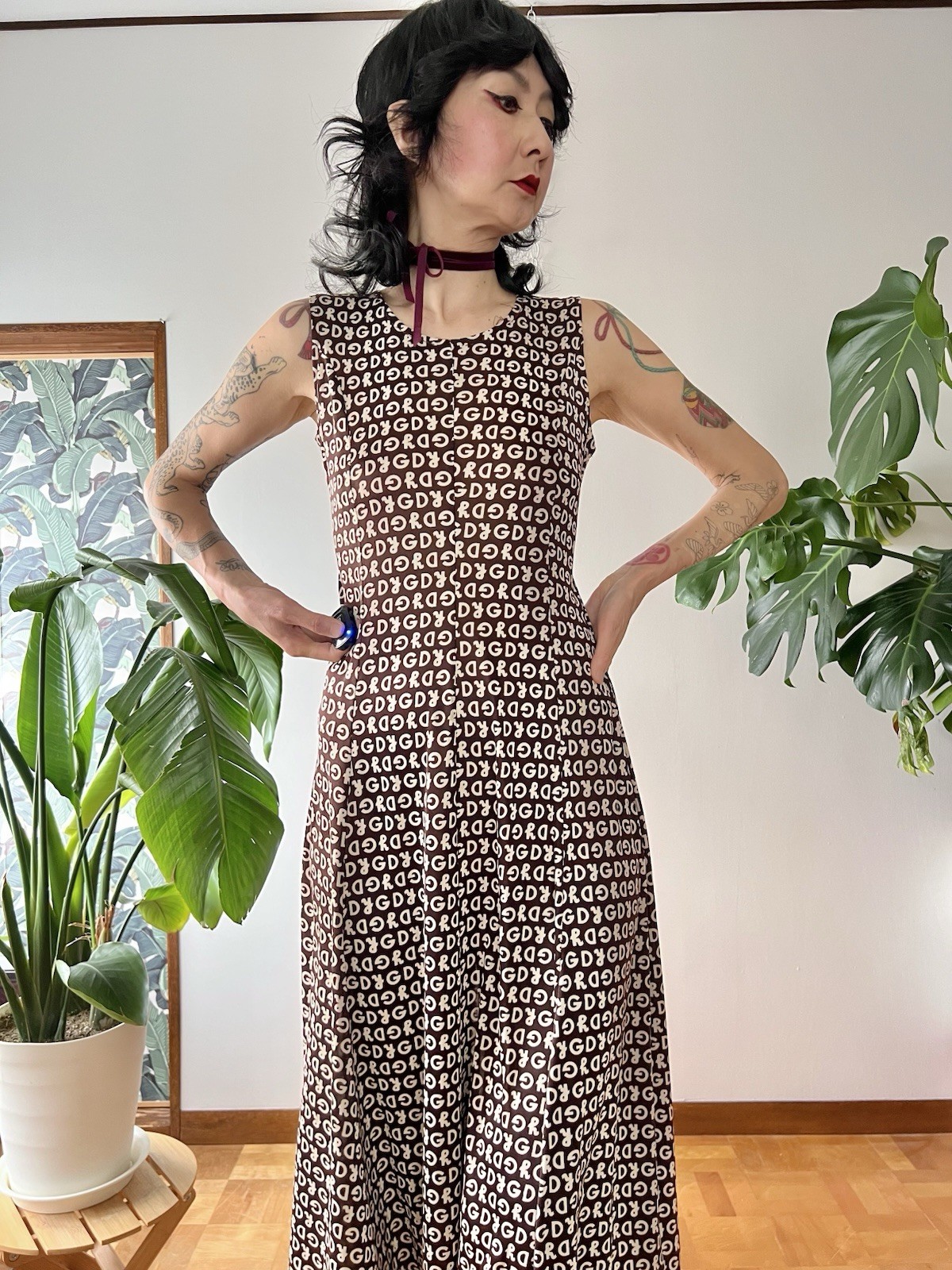 Vintage Graphic Novelty Letter Print Stretch Midi Dress XS-L Pop Art 90s 70s