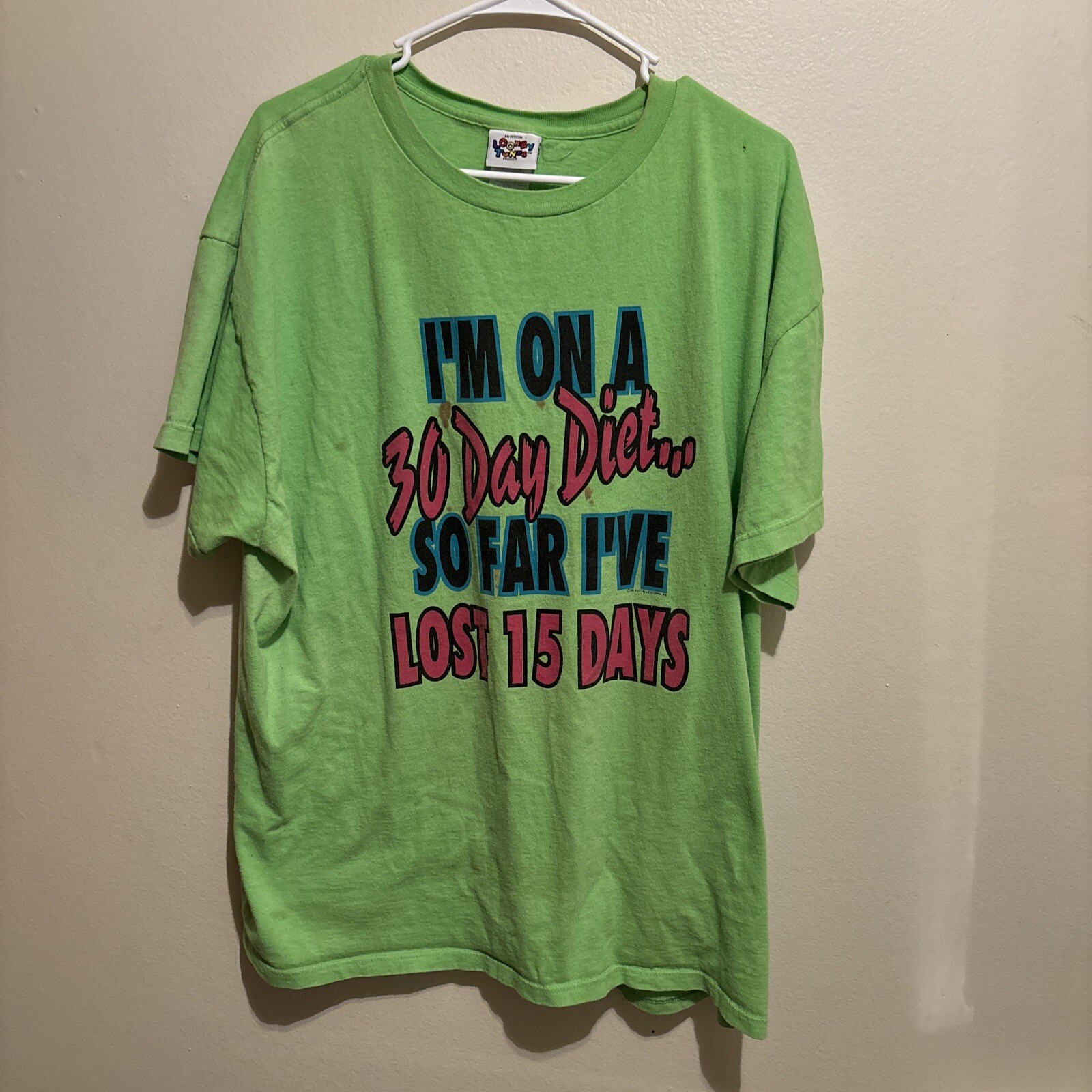 VTG 1996 I’m On A 30 Day Diet, So Far I have Lost 15 Days T-Shirt Size 2XL READ
