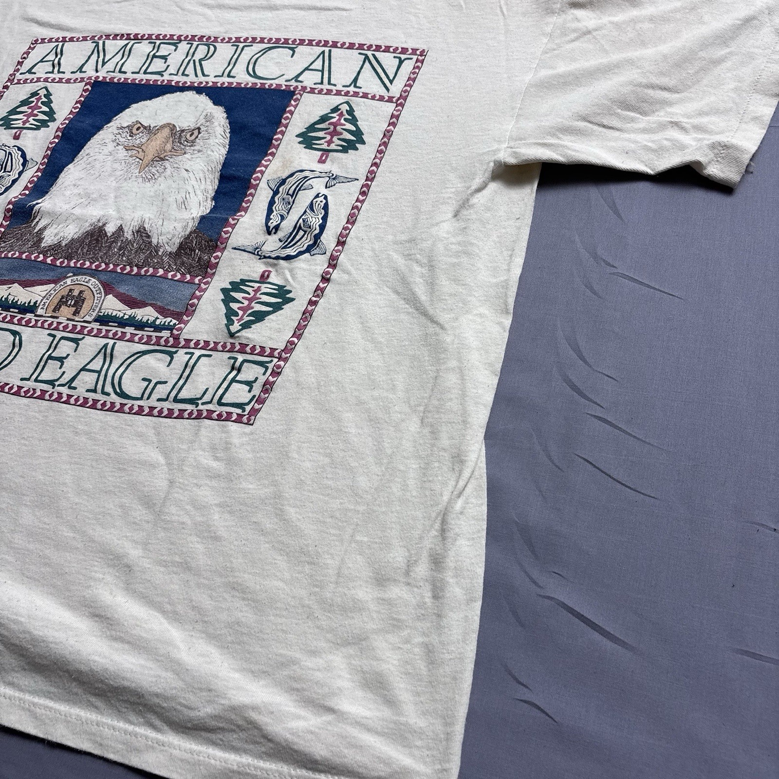 American Eagle Outfitters Vintage Bald Eagle Graphic Tee Size L Made in USA