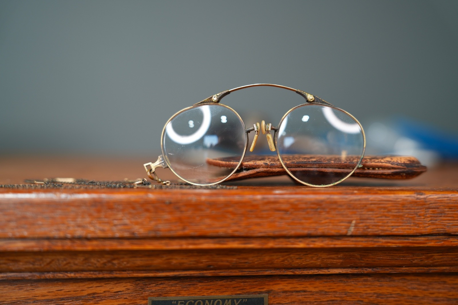 Antique Eyeglasses with Chain Necklace 1/10 12K Gold Filled Pince Nez Vintage