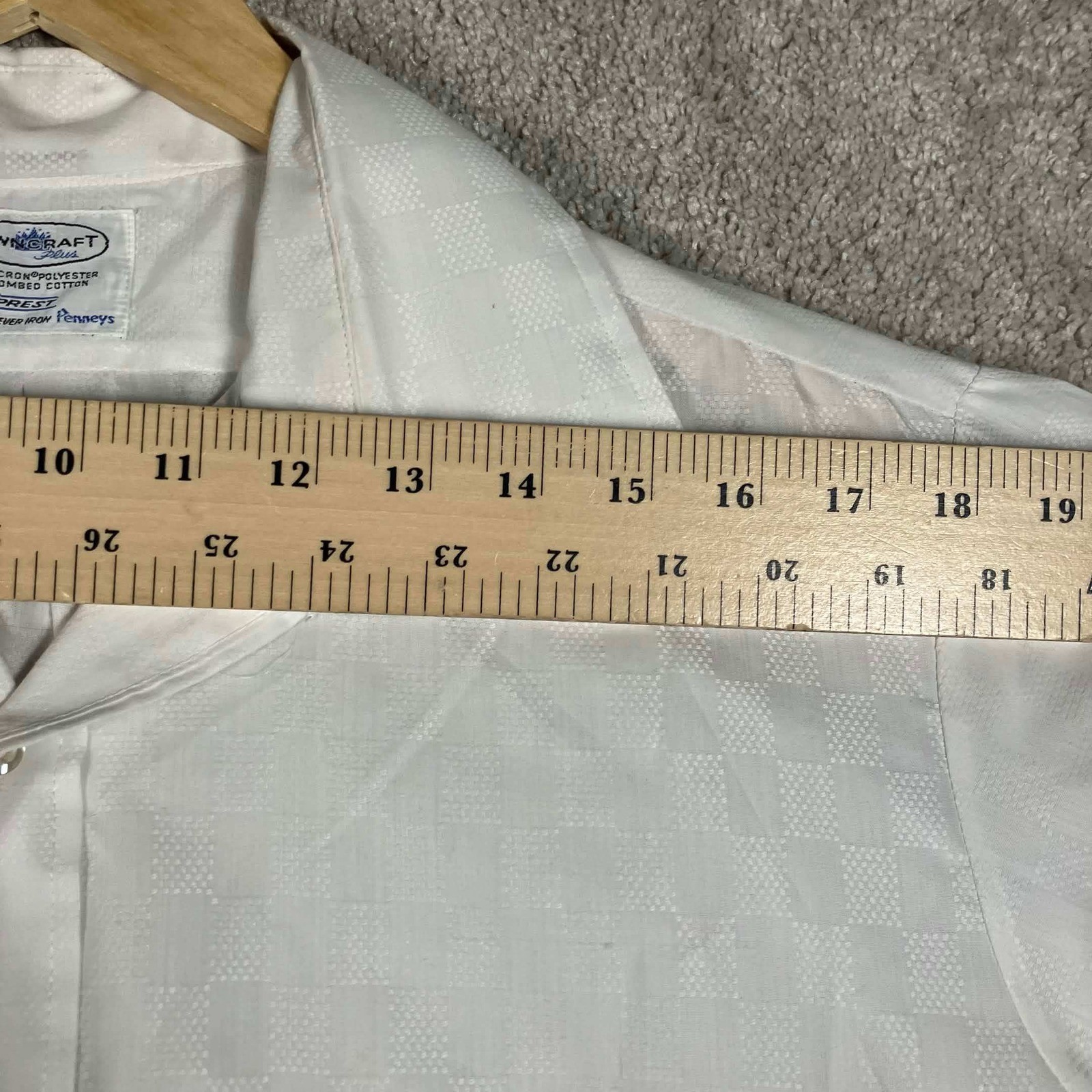 Vintage Penneys Shirt Mens 16 32 Towncraft Button Up Penn Prest White 60s 70s