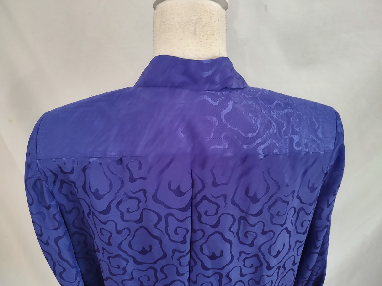 80’s Vintage Argenti Top Blouse Purple Satin Jacquard Jacket Style 3/4 Sleeve 12