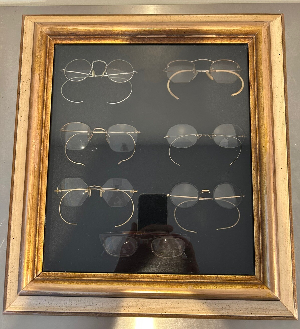 Lot Of 7 Vintage American Optical eyeglasses Framed 17 X 16 Inches