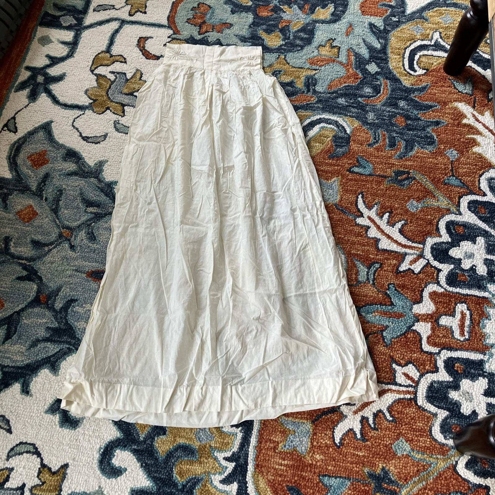 Victorian White Cotton Petticoat Skirt Embroidered Estate Rare See Photos Bridal