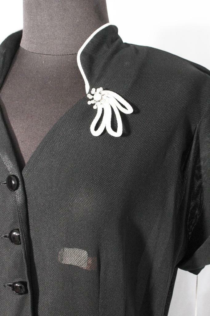 VINTAGE 1950’S DEADSTOCK NEVER WORN BLACK RAYON DRESS DESIGNER TAGS SIZE 10-12