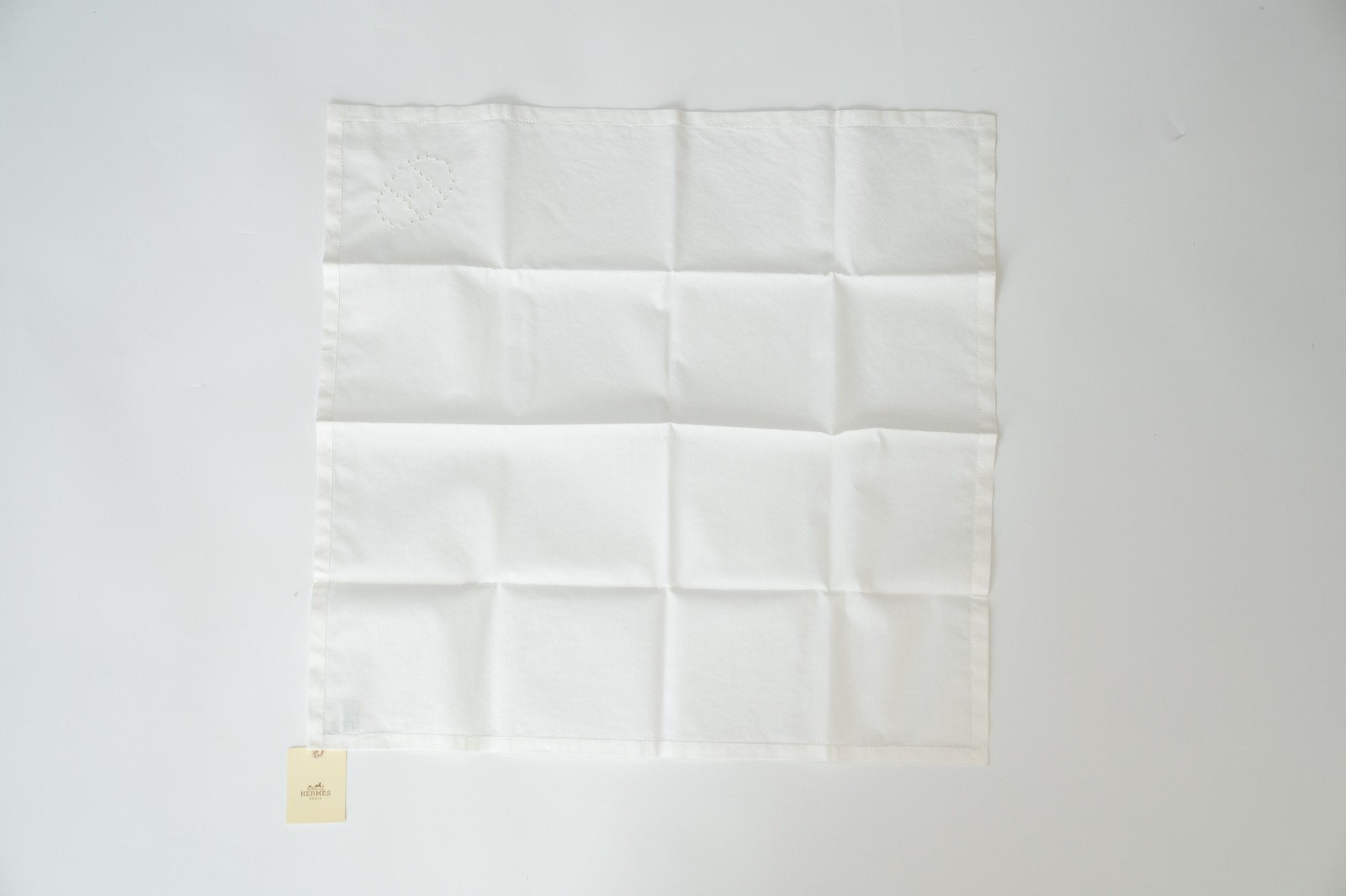 Hermès Handkerchief — White Cotton with H Logo — 45 × 45 cm — New with Box & Tag