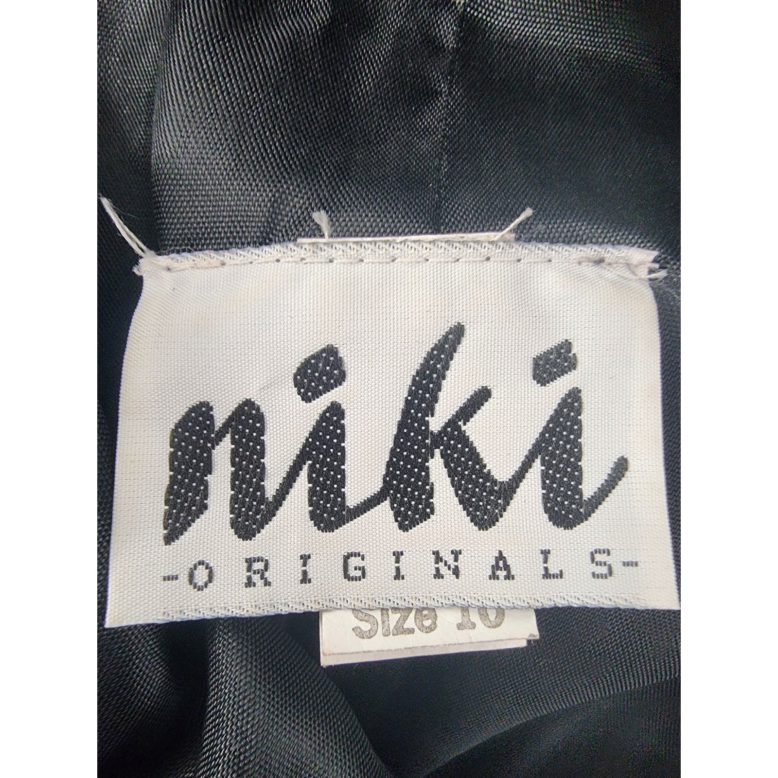 Vintage Niki Originals Taffeta Strappy Rhinestone Sheath Dress Size 10 Black