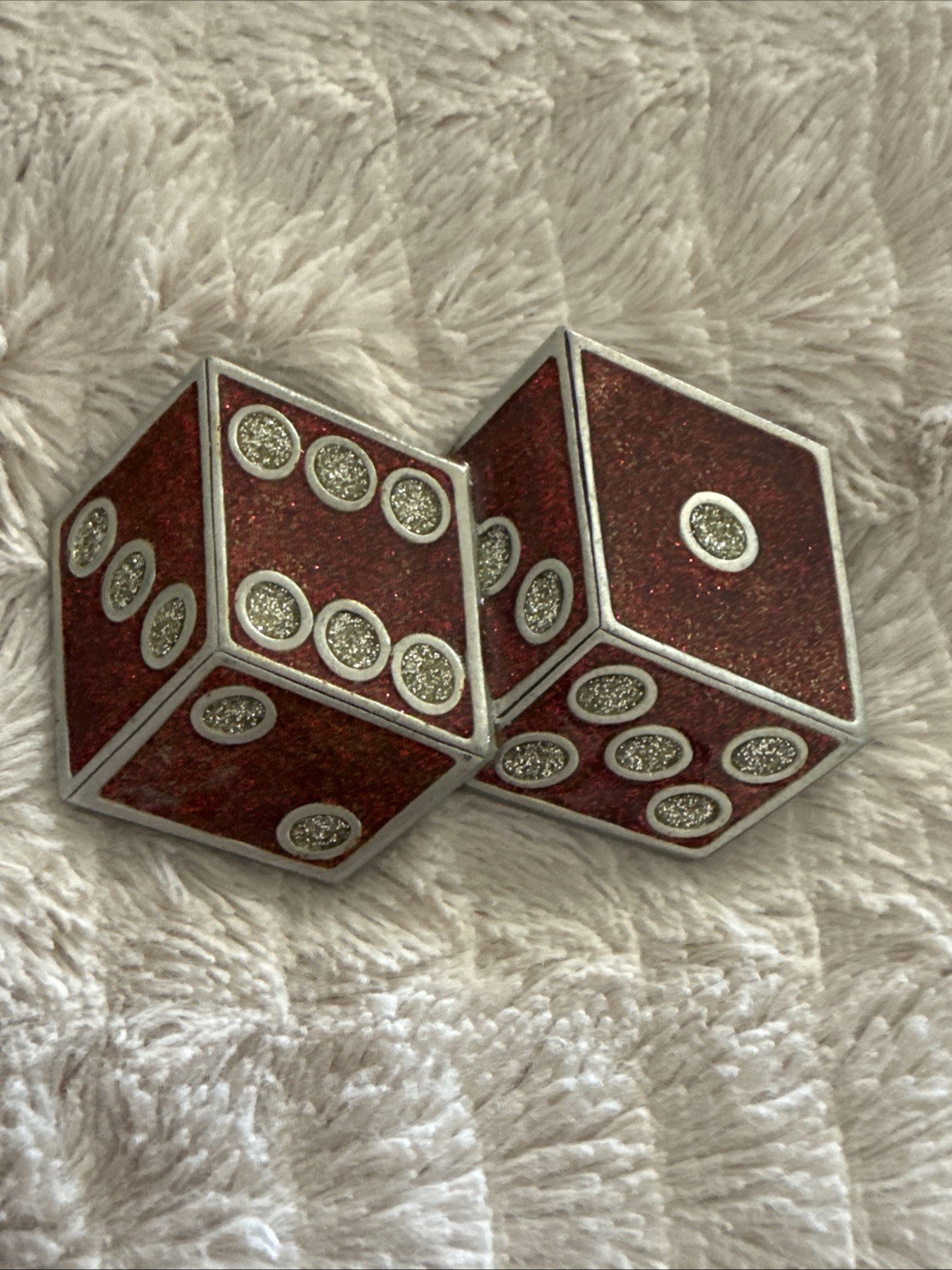 DICE Great American Products Pure Pewter Belt Buckle Red Glitter #1957