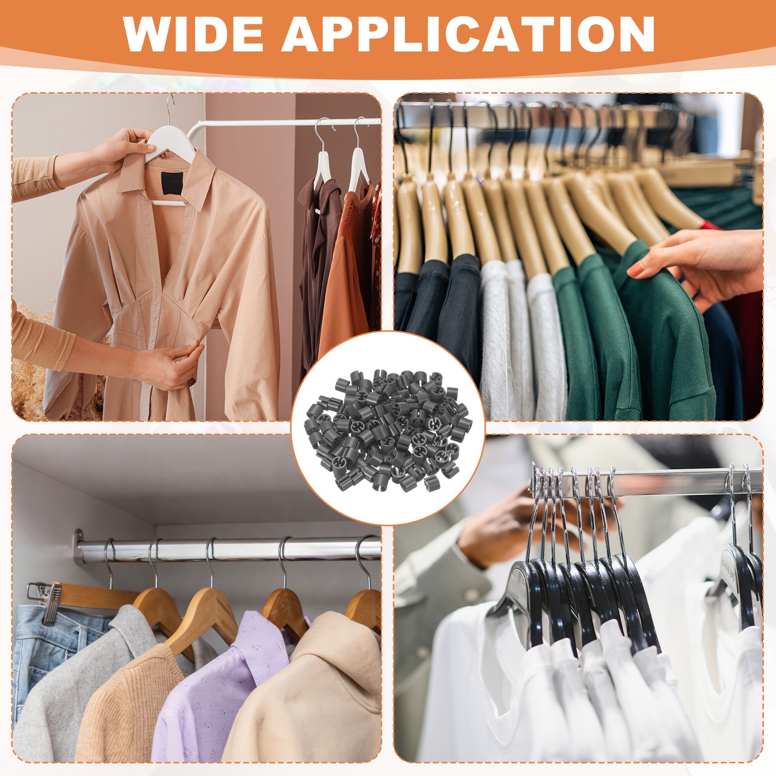 120Pcs Hanger Size Markers, Fit 3-5mm Rod Hanger Tags for Organization, Gray