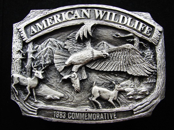 RG07132 *NOS* VINTAGE 1983 **AMERICAN WILDLIFE** COMMEMORATIVE BELT BUCKLE