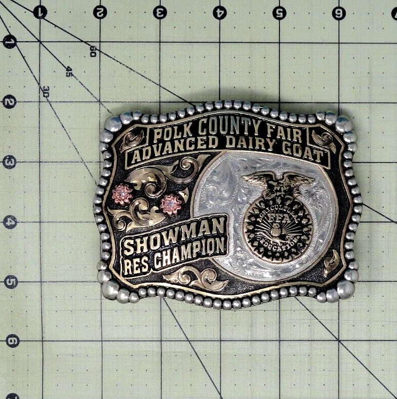 FFA Advanced Dairy Goat Showman Res Champion Belt Buckle Polk County Fair.MCS014