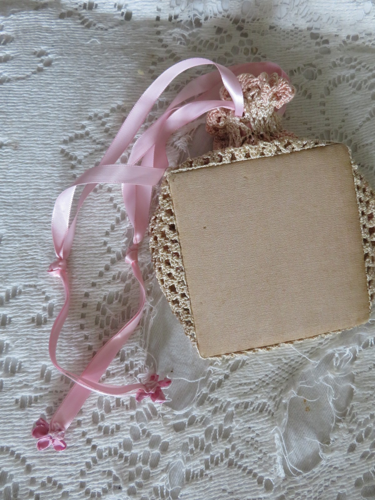 2 Vintage Crochet Purses 1 w peacock Celluloid Handle 1Baby Pink Victorian Purse