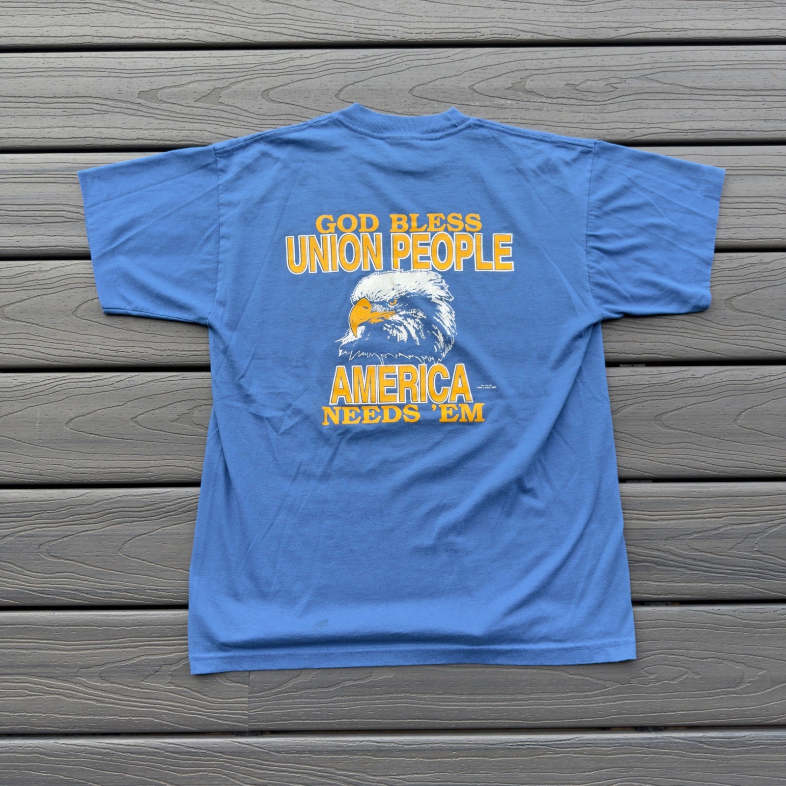 Vintage Single Stitch 90s God Bless Union People America Needs Em Eagle Tee