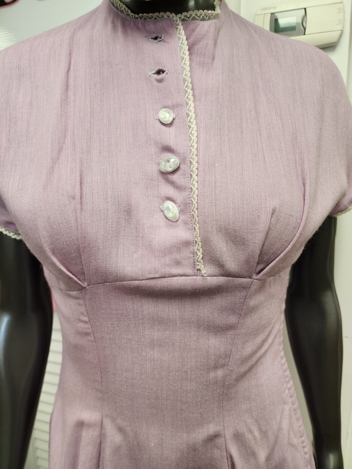 Vintage 1940’s Lavender Cotton Dress Rockabilly Swing Day Retro