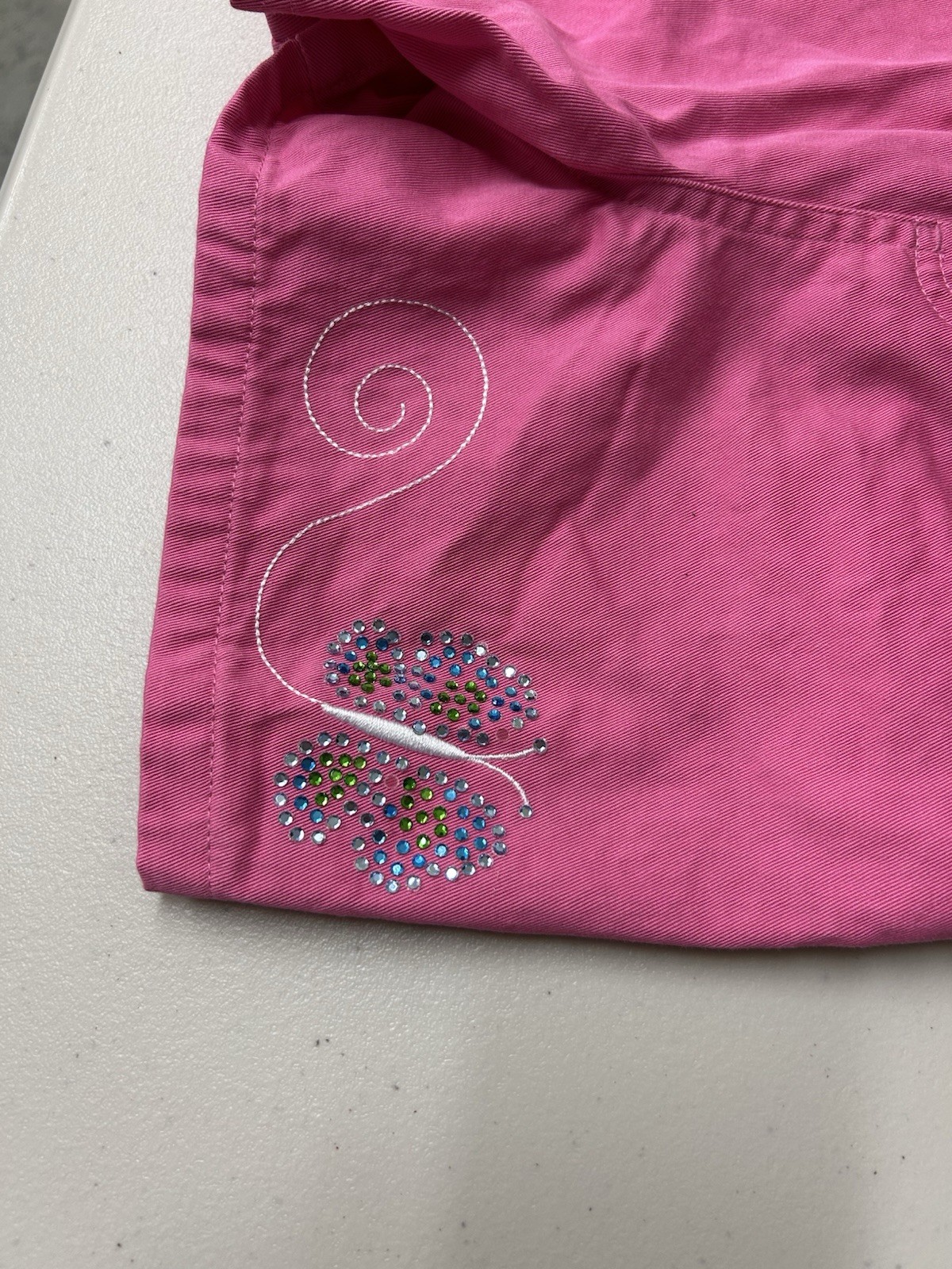 Vintage Y2K Disney Pink Butterfly Kids Girls Overall Shorts Size 6 / 6x