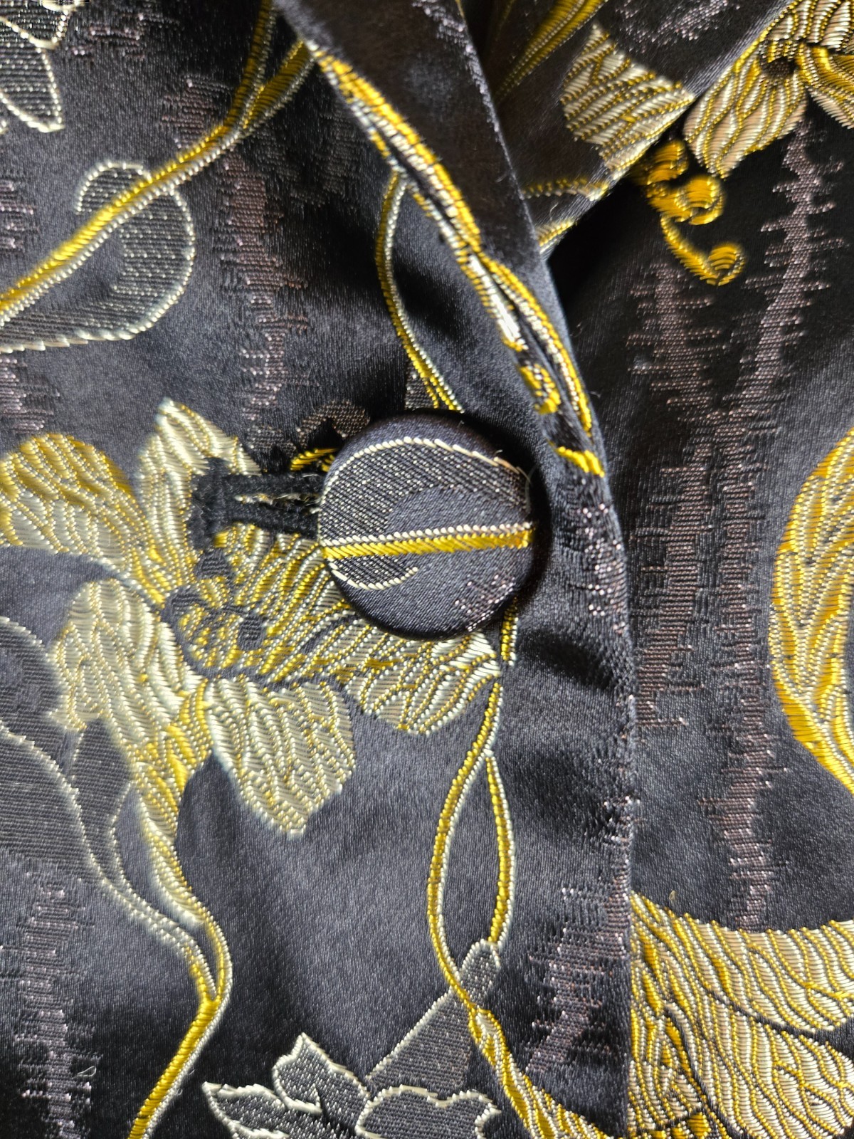 Victor Costa Occasion Gold Floral Jacquard Jacket L Hong Kong Vintage