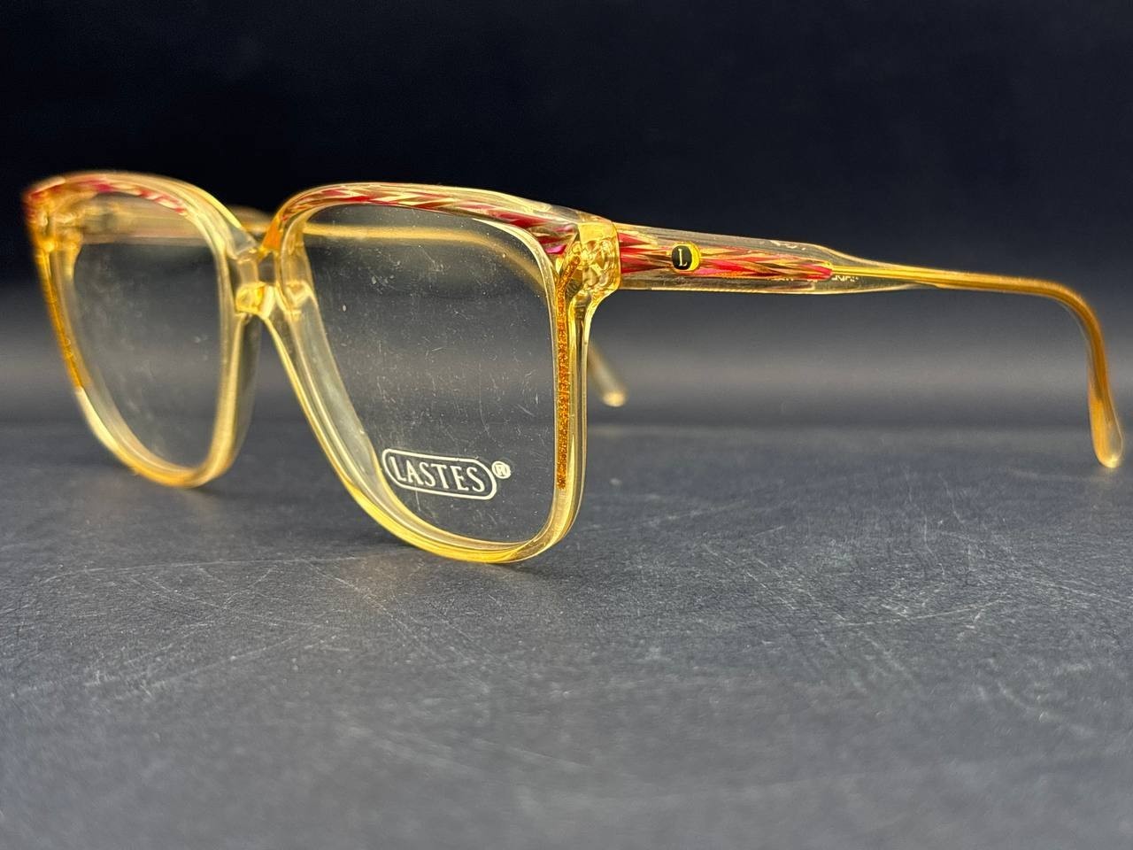 Vintage Lastes M-163 Eyeglasses Frame Clear Yellow Italy NOS 52-18 Women