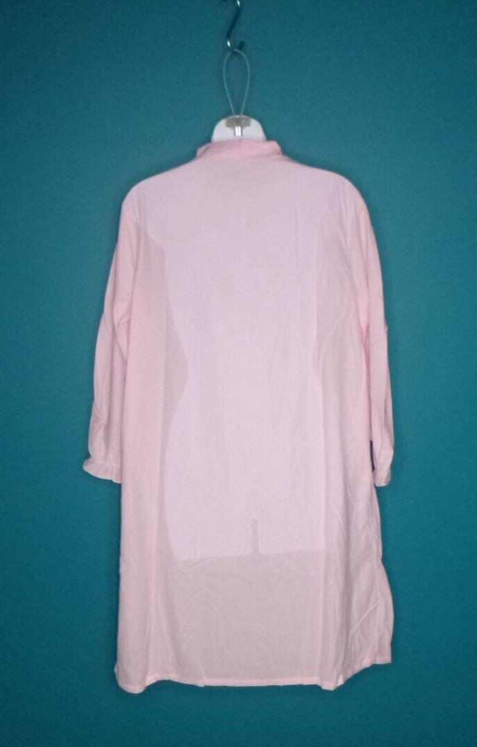 NOS Vtg Gaymode Penneys Pink Synthetic Flannel Nightgown Embroidered Flowers XL
