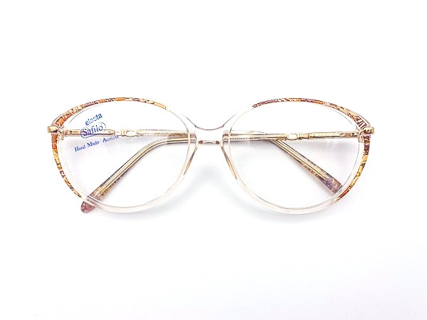 Women’s Vintage Safilo Eyeglasses – Clear Amber 80s Frames – Made in Italy – NOS
