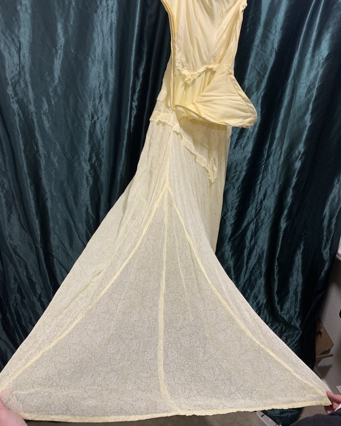 Vintage 1940s 1950s Yellow Strapless Cotton Party Dress – Talon Zip, Full Skirt